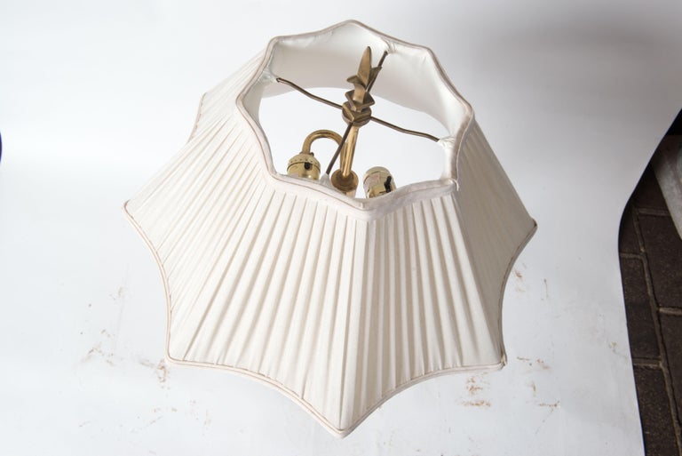 Mid-Century Modern Brass Palm Lamp with Shade by Chapman For Sale