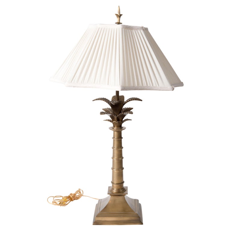 Brass Palm Lamp with Shade by Chapman For Sale