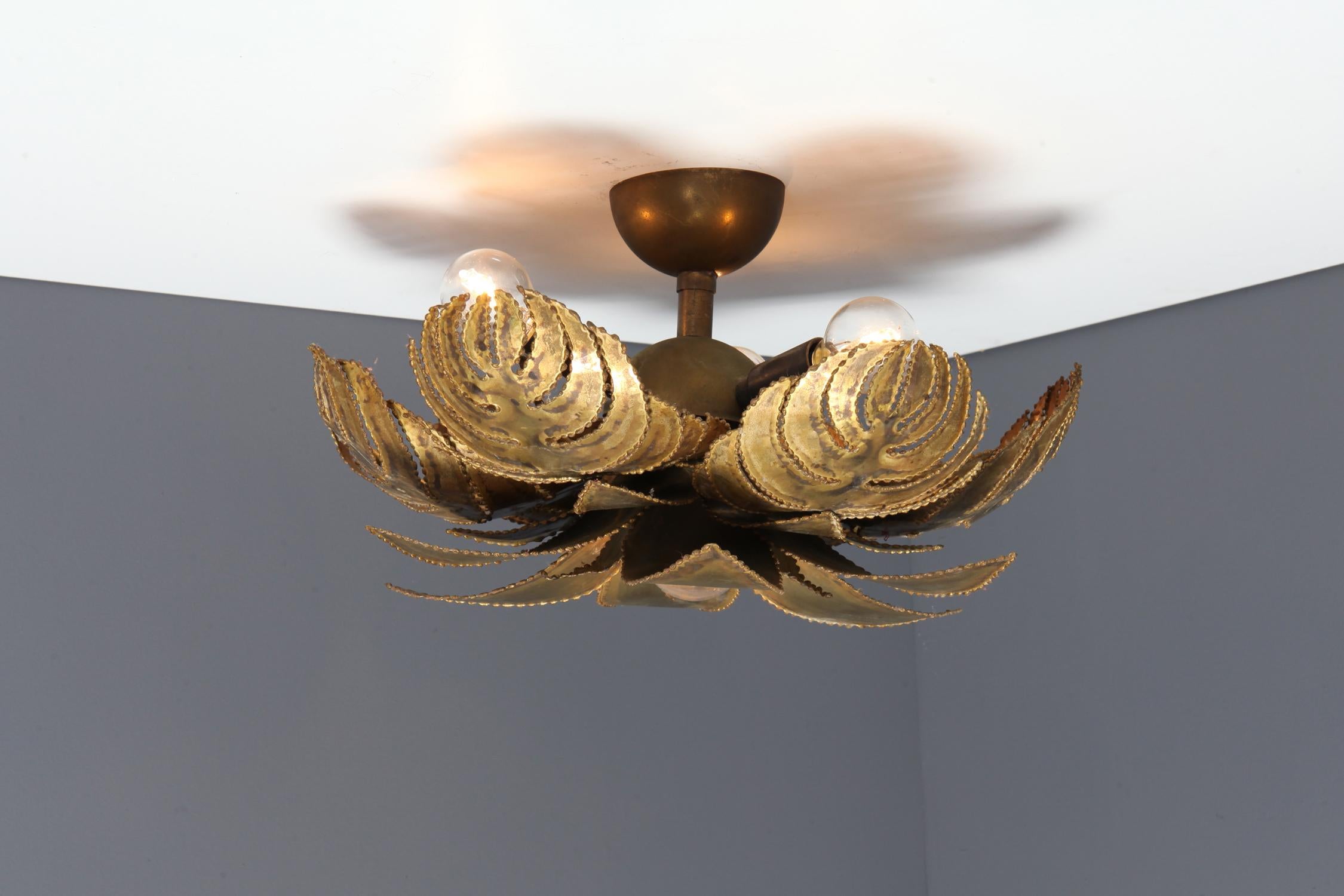 Hollywood Regency Brass Palm Sconce by Maison Jansen, France, 1970s