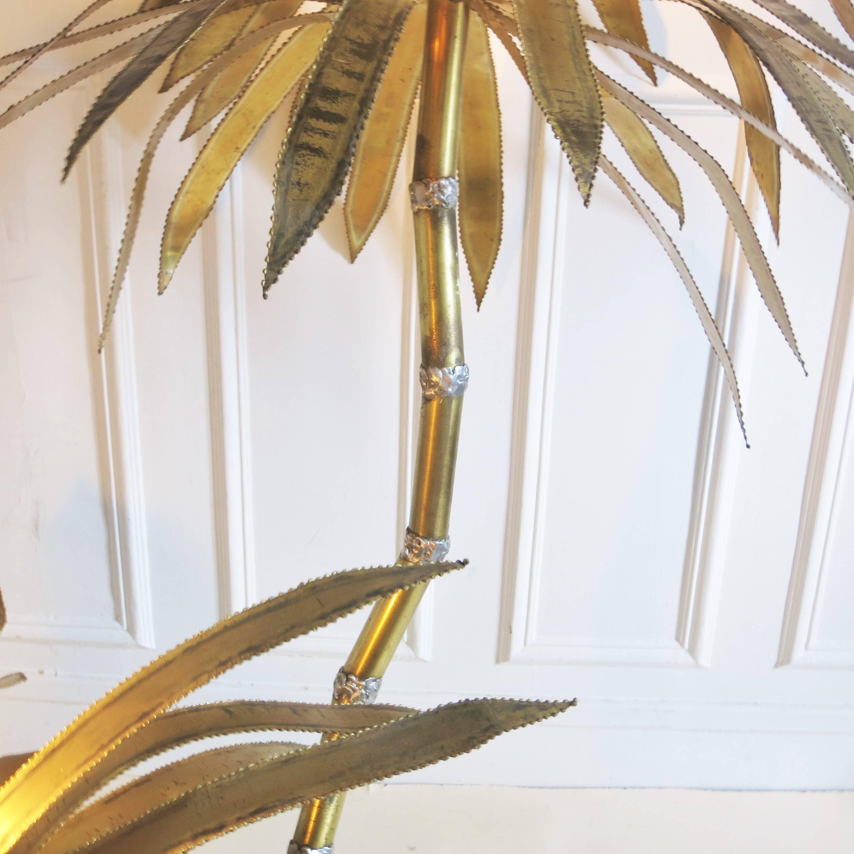 Hollywood Regency Brass Palm Tree Floor Lamp, 1970s For Sale