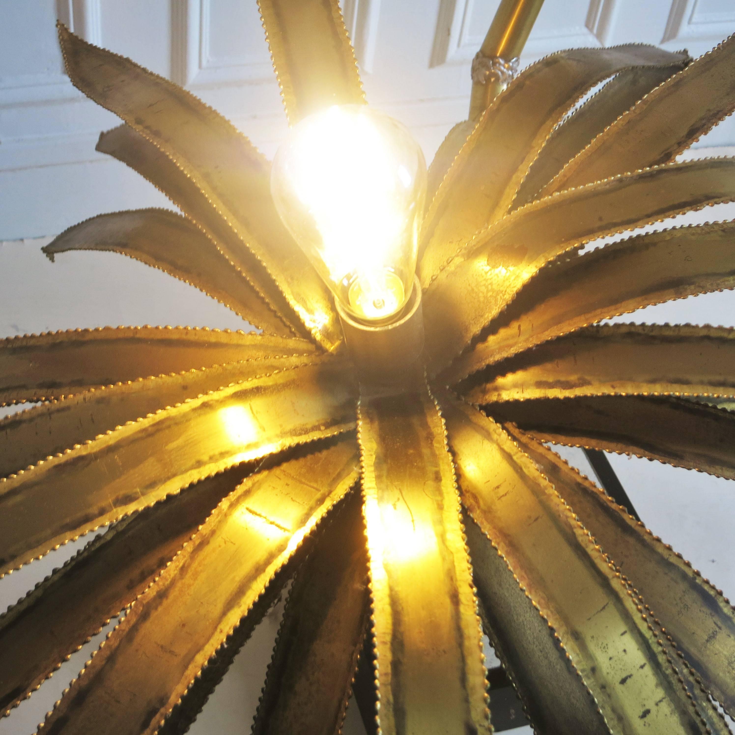 French Brass Palm Tree Floor Lamp, 1970s For Sale
