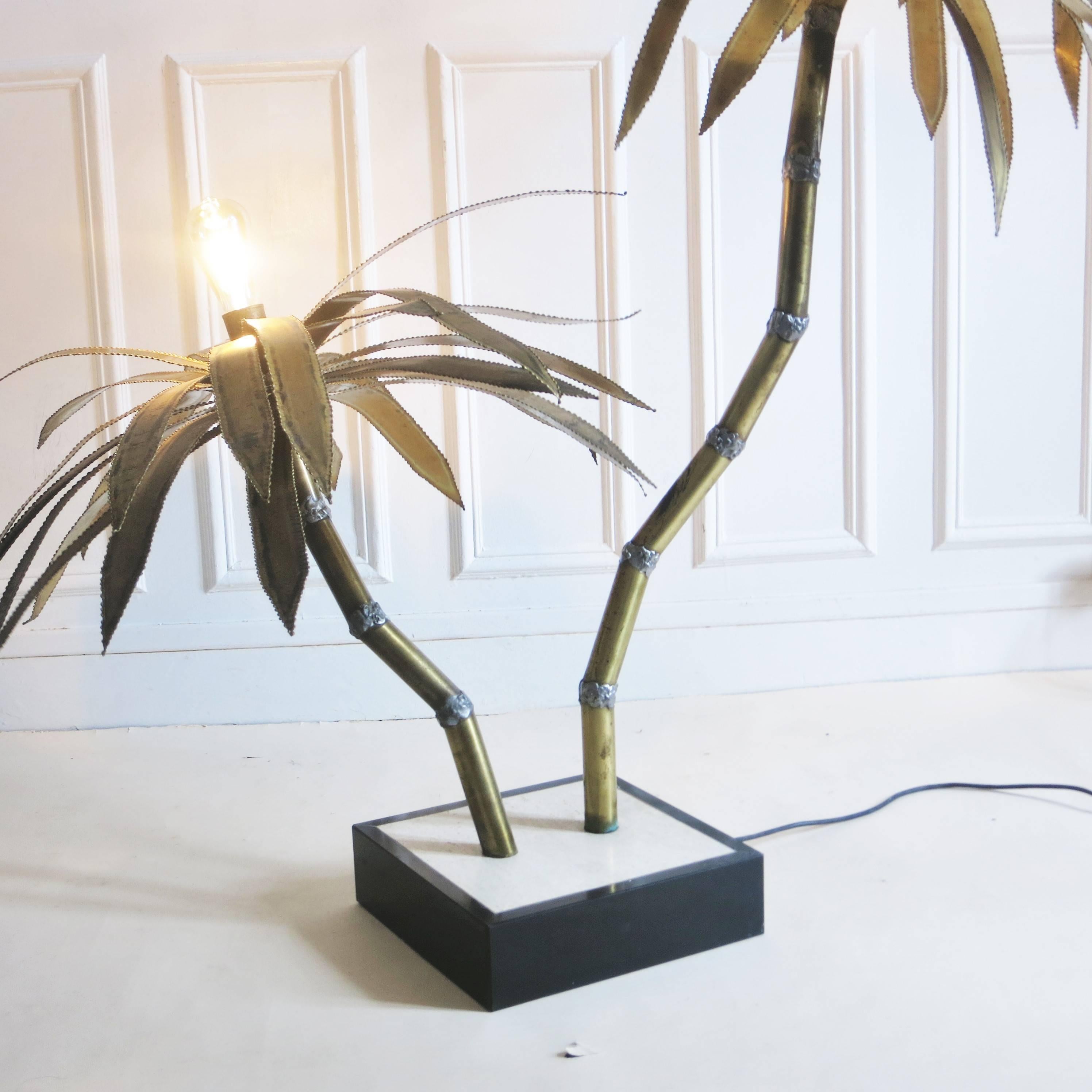 Brass Palm Tree Floor Lamp, 1970s For Sale 1