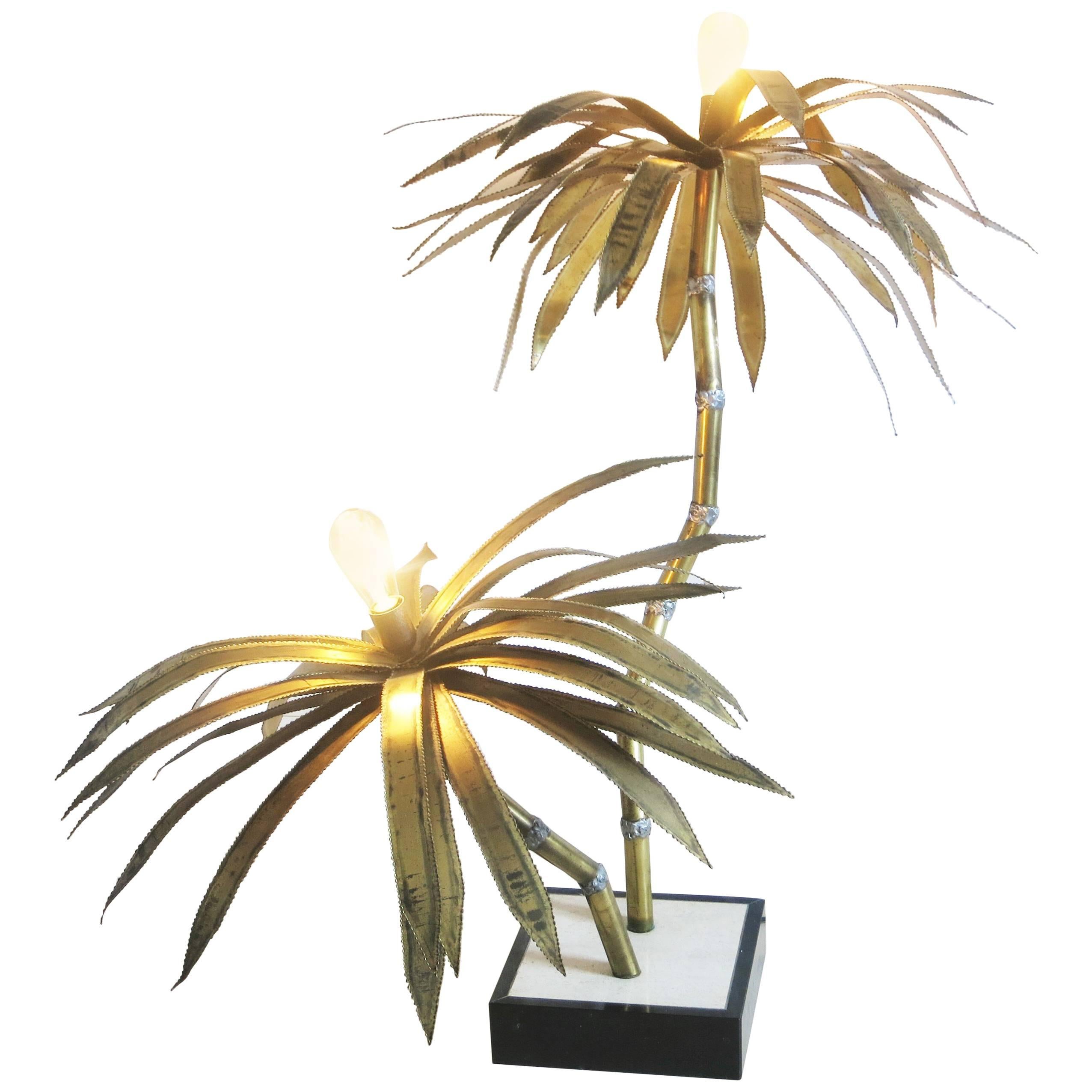 Brass Palm Tree Floor Lamp, 1970s For Sale