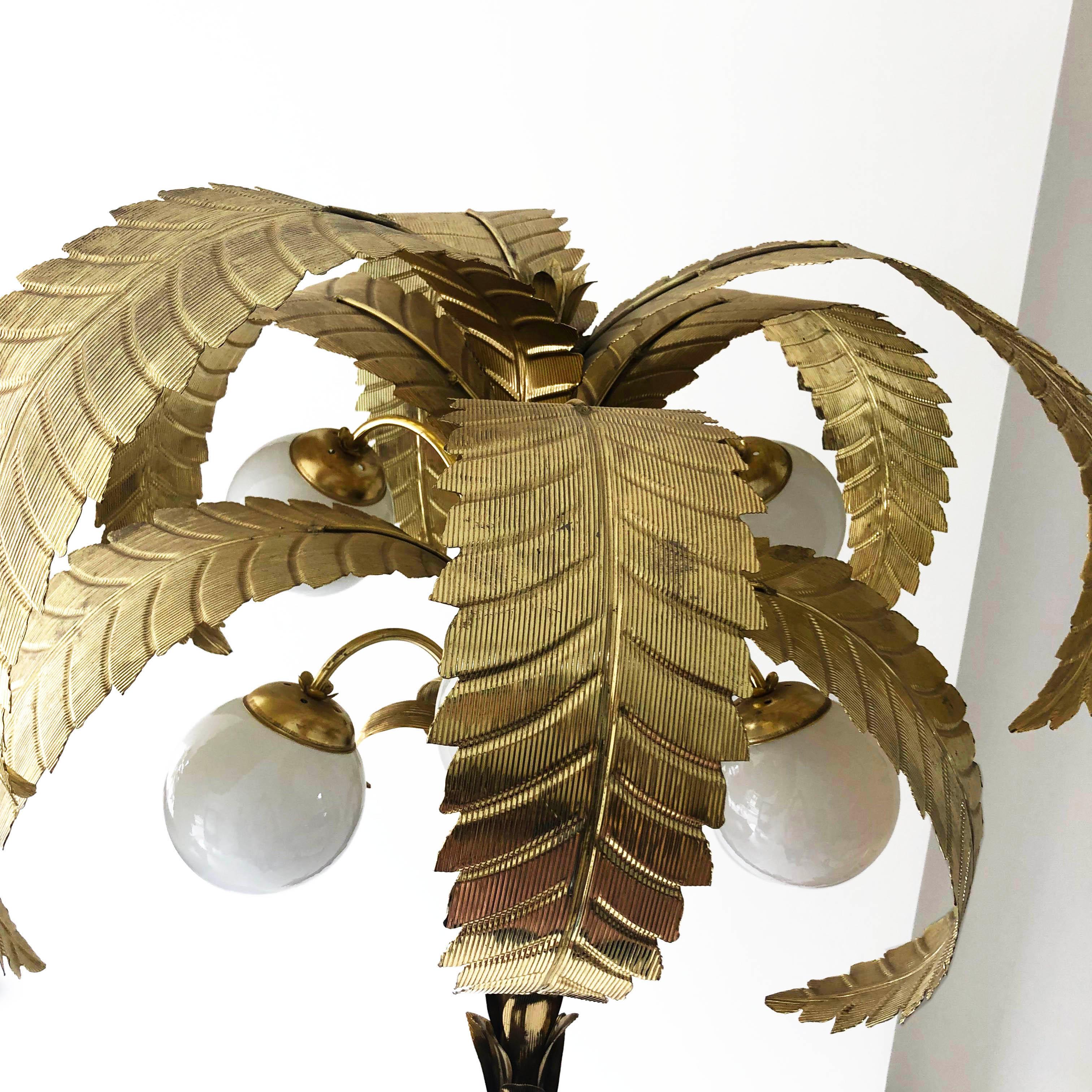 French Brass Palm Tree Floor Lamp As Seen At Rocketman Hollywood Regency 1970s Art Deco For Sale