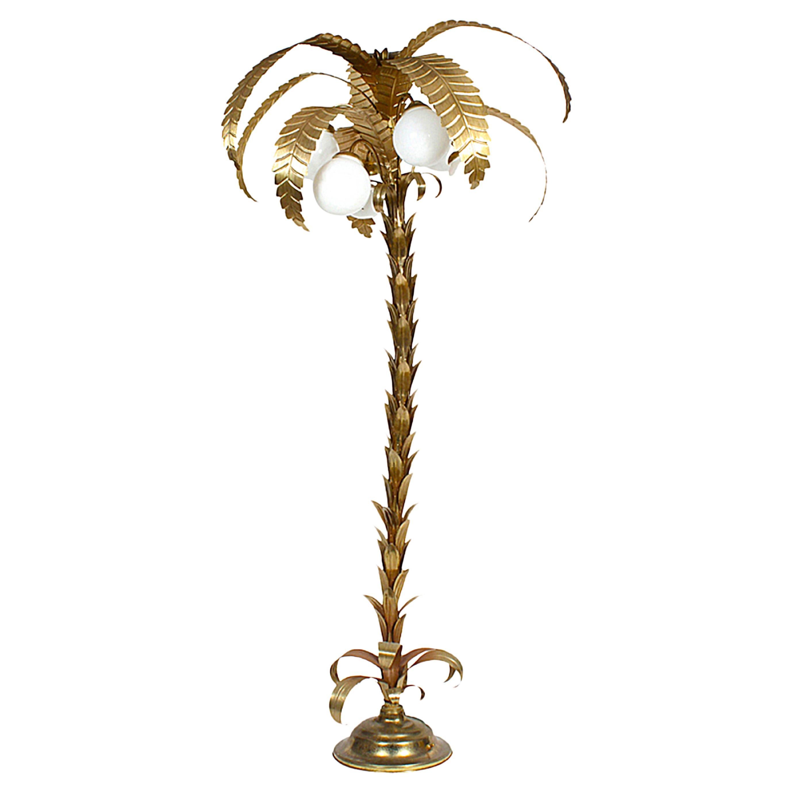 Brass Palm Tree Floor Lamp As Seen At Rocketman Hollywood Regency 1970s Art Deco