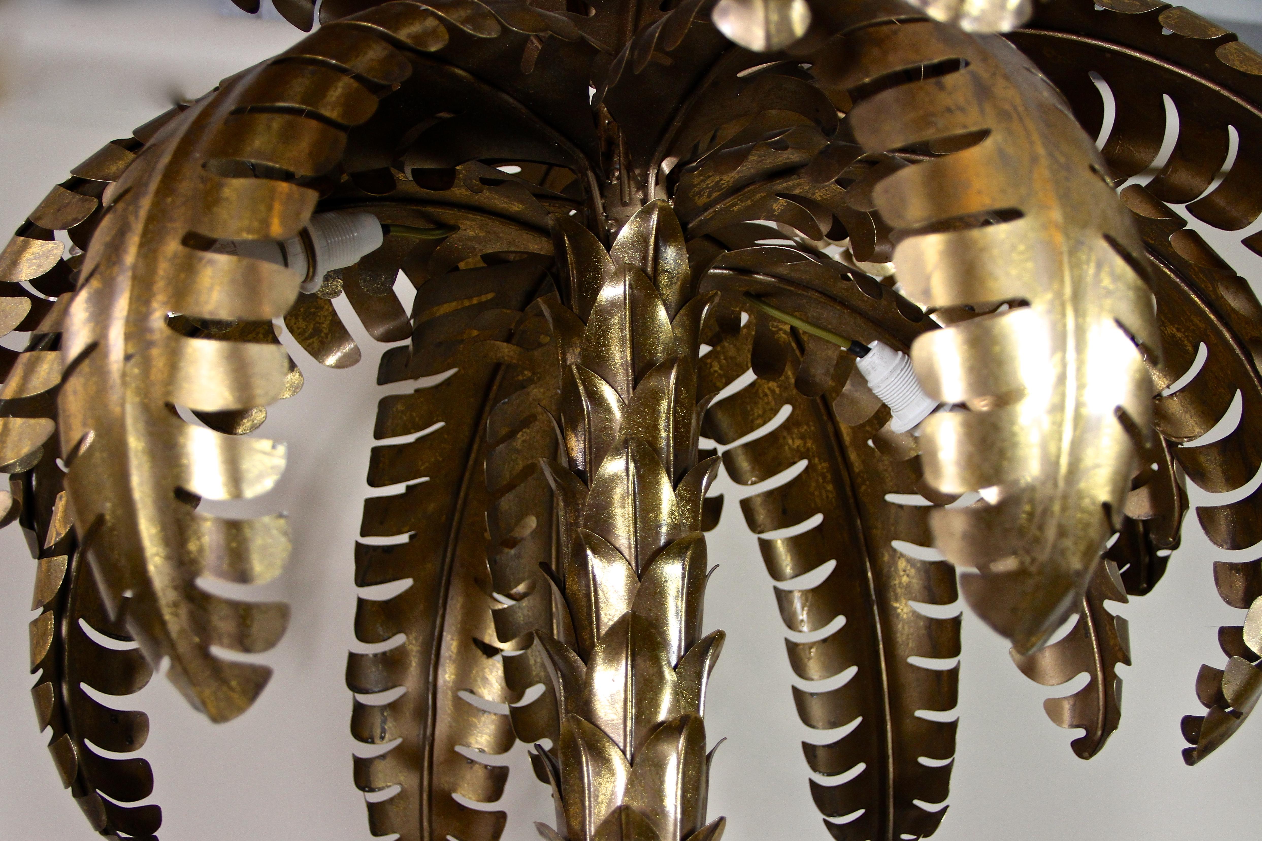 Brass Palm Tree Floor Lamp Attributed to M.J, 20th Century, France, circa 1970 For Sale 1