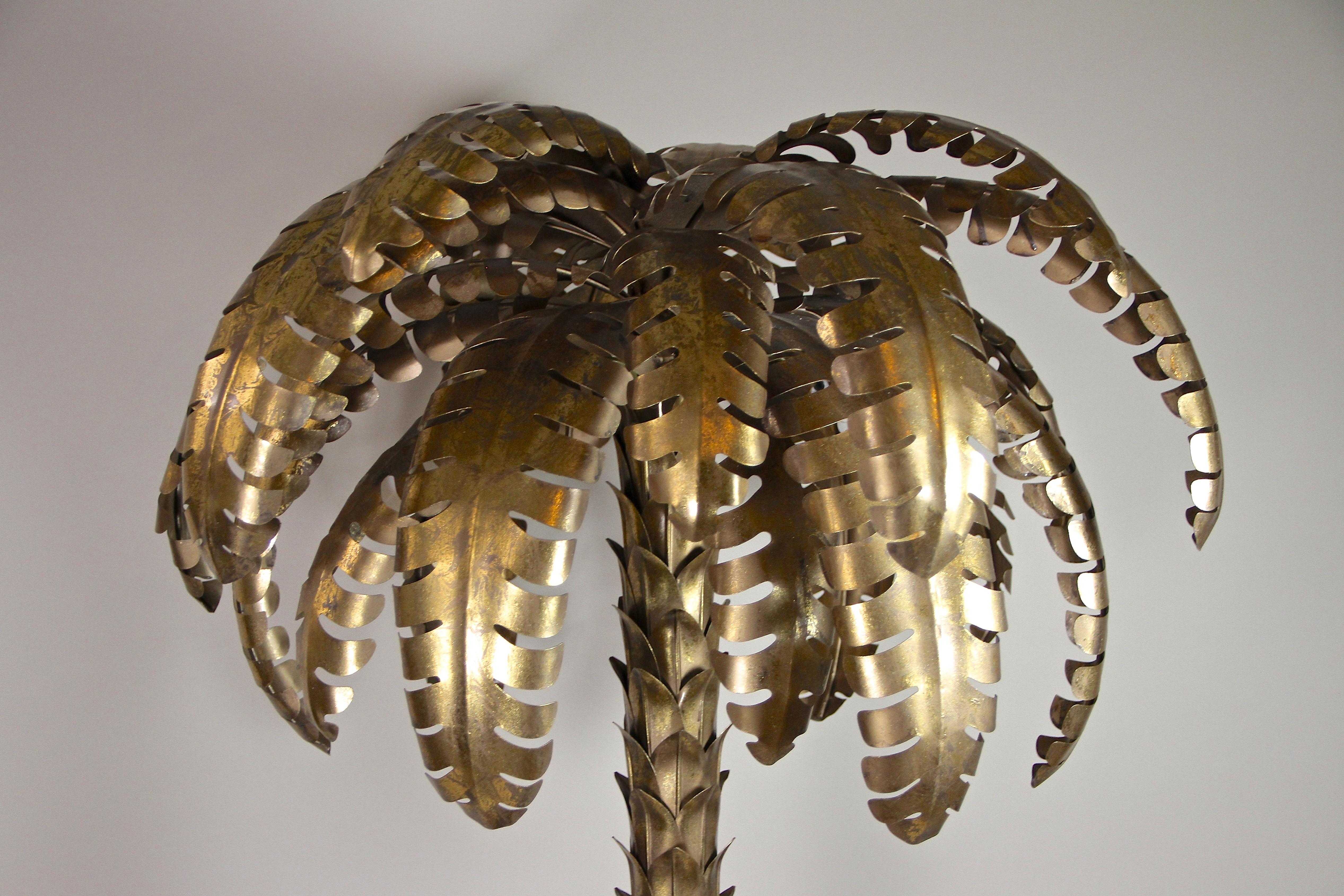 Brass Palm Tree Floor Lamp Attributed to M.J, 20th Century, France, circa 1970 For Sale 5