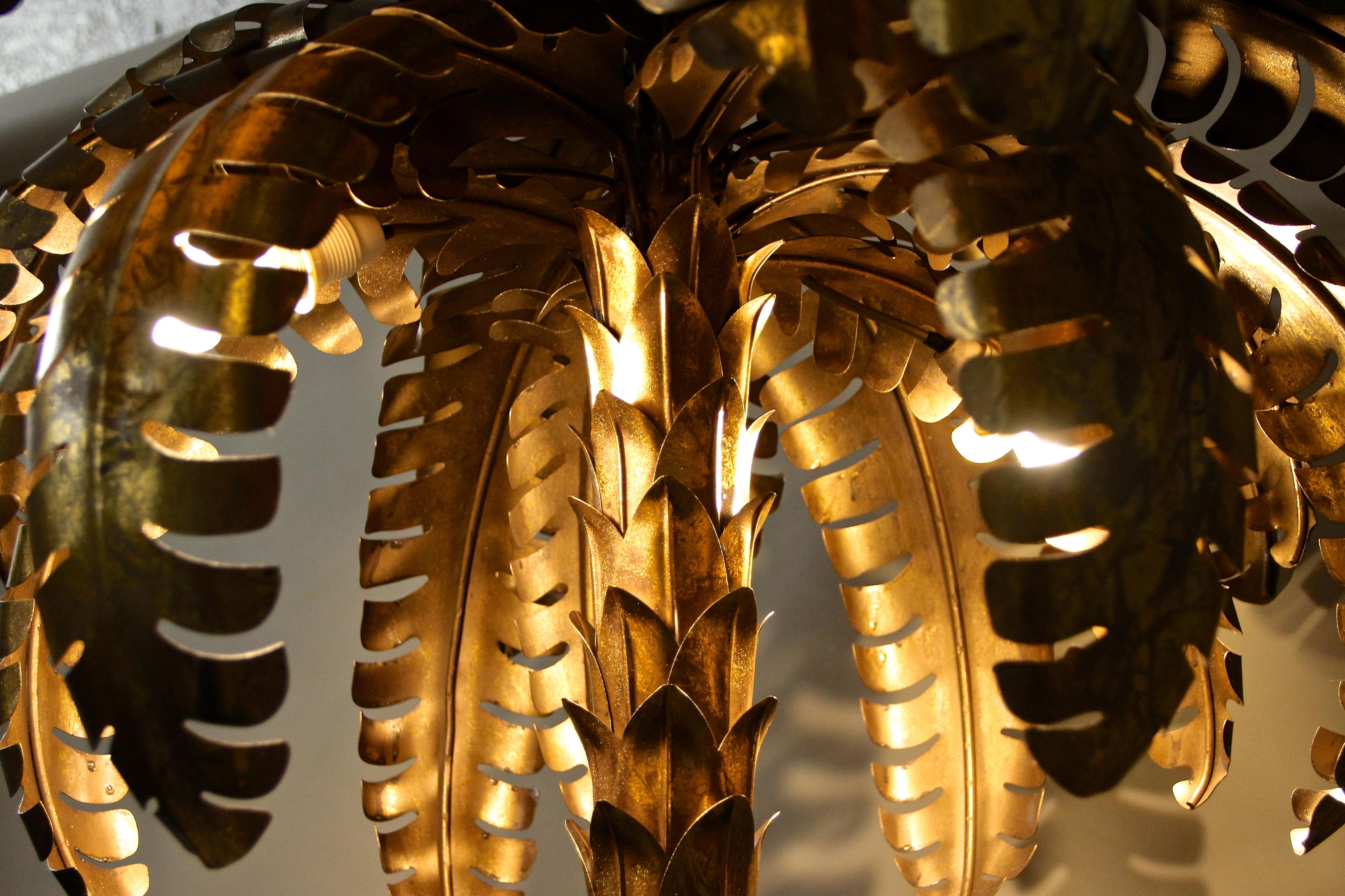 Brass Palm Tree Floor Lamp Attributed to M.J, 20th Century, France, circa 1970 For Sale 6