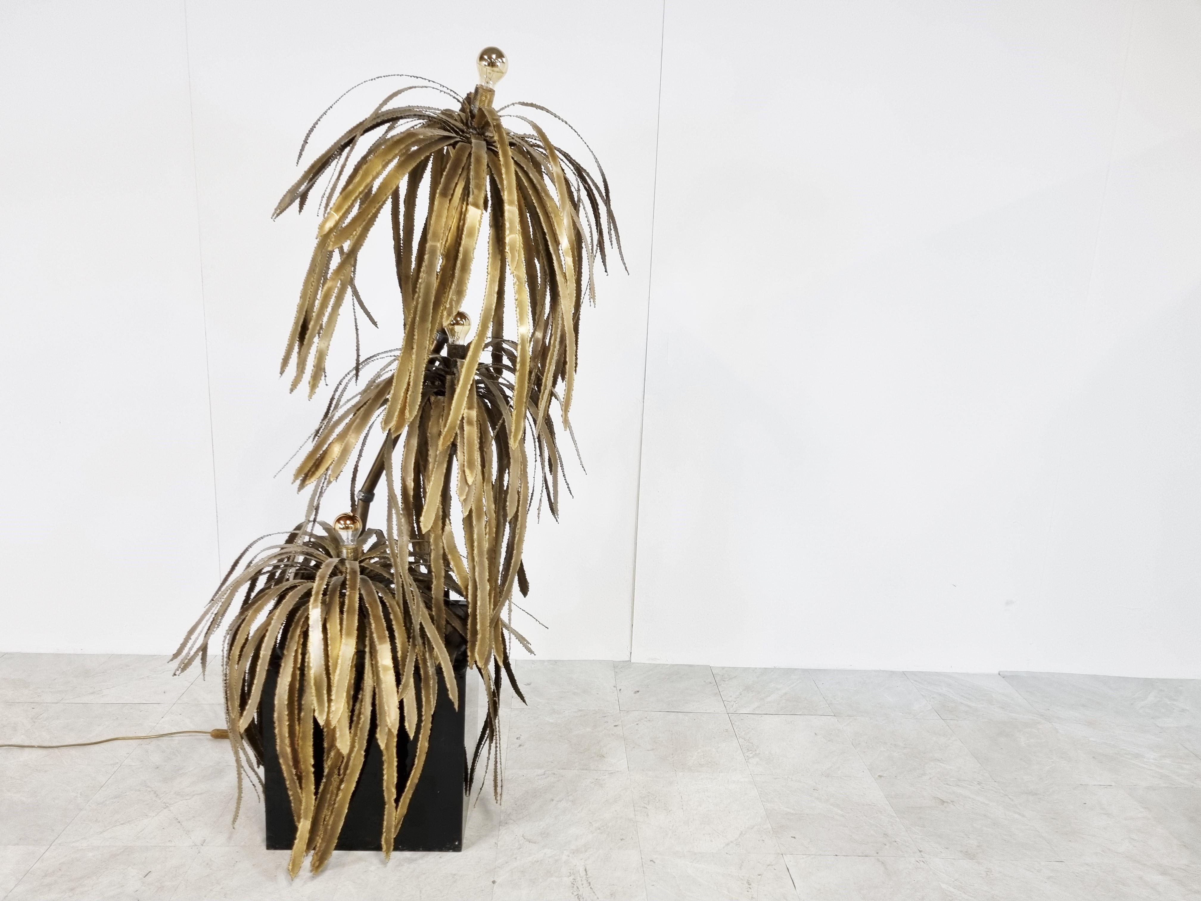 Brass Palm Tree Floor Lamp by Maison Jansen, 1970s  4