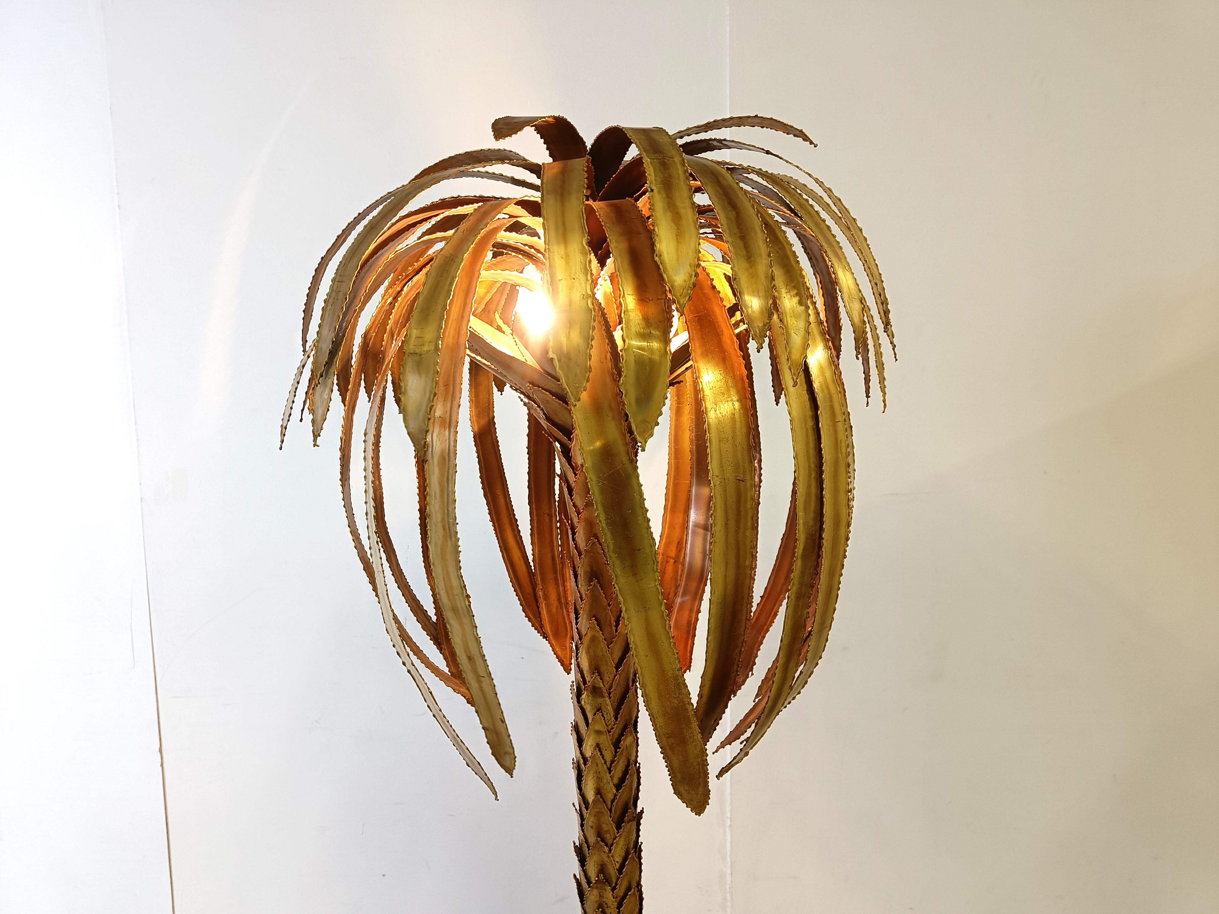 Brass palm tree floor lamp by Maison Jansen, 1970s For Sale 4