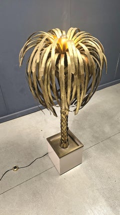 Brass palm tree floor lamp by Maison Jansen, 1970s