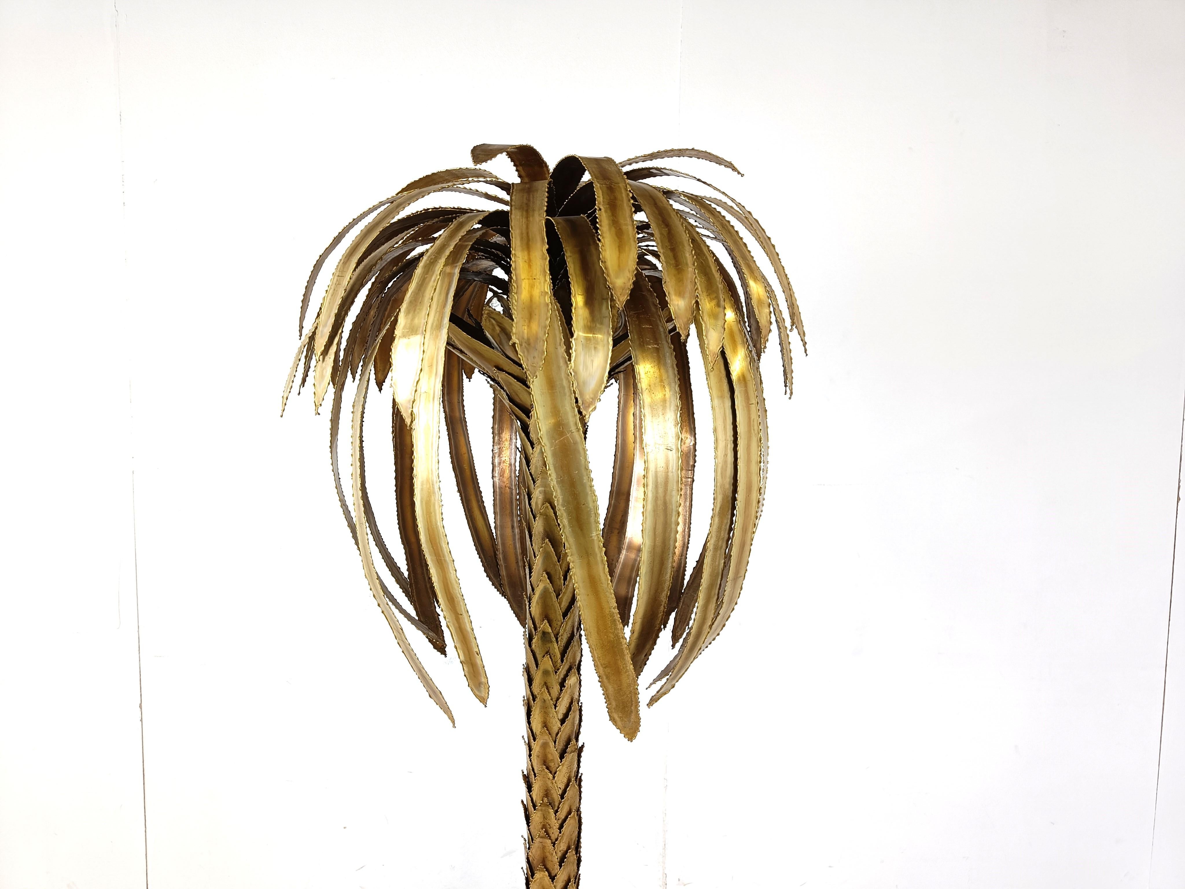 Hollywood Regency Brass palm tree floor lamp by Maison Jansen, 1970s For Sale