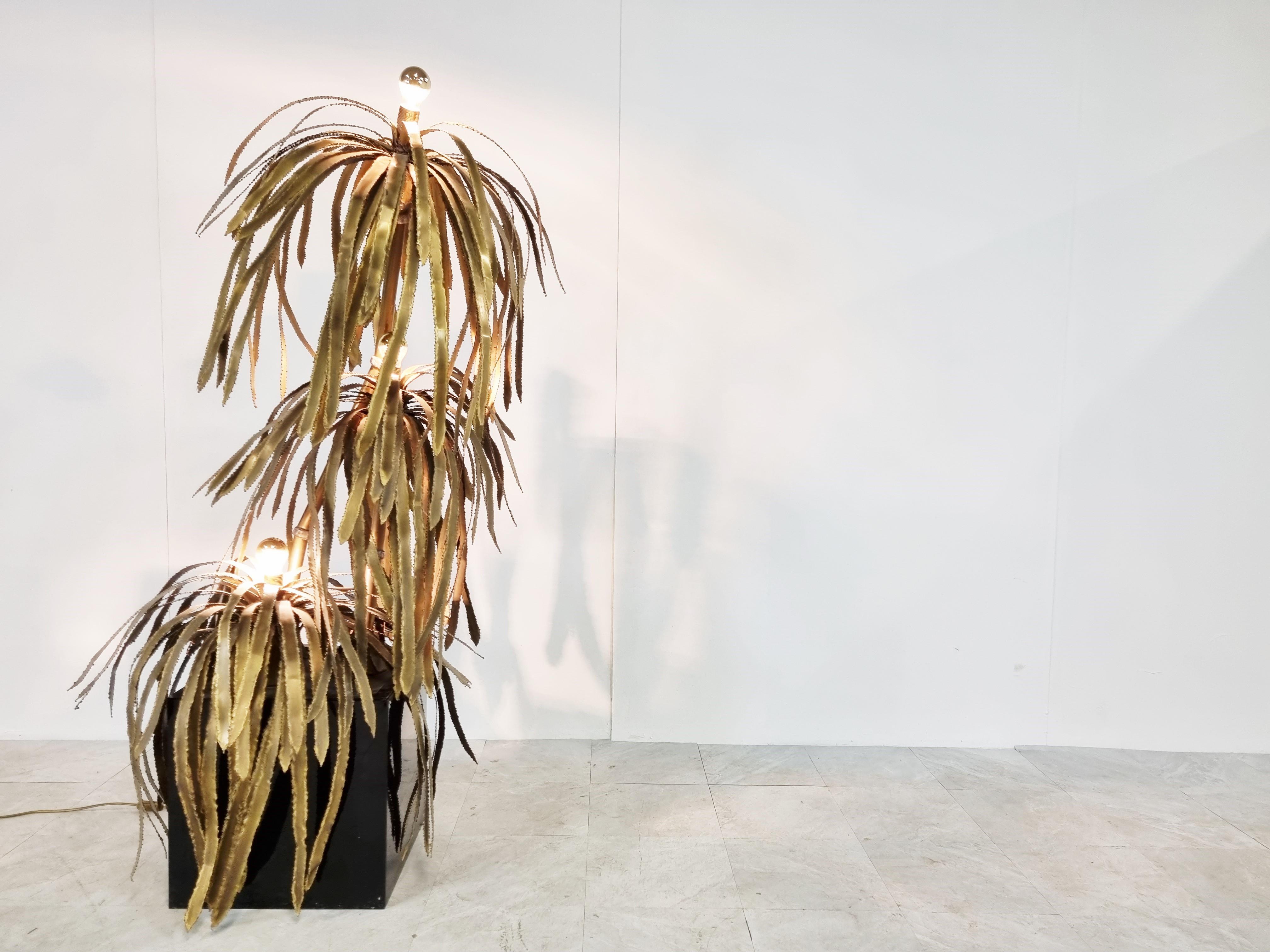 French Brass Palm Tree Floor Lamp by Maison Jansen, 1970s 