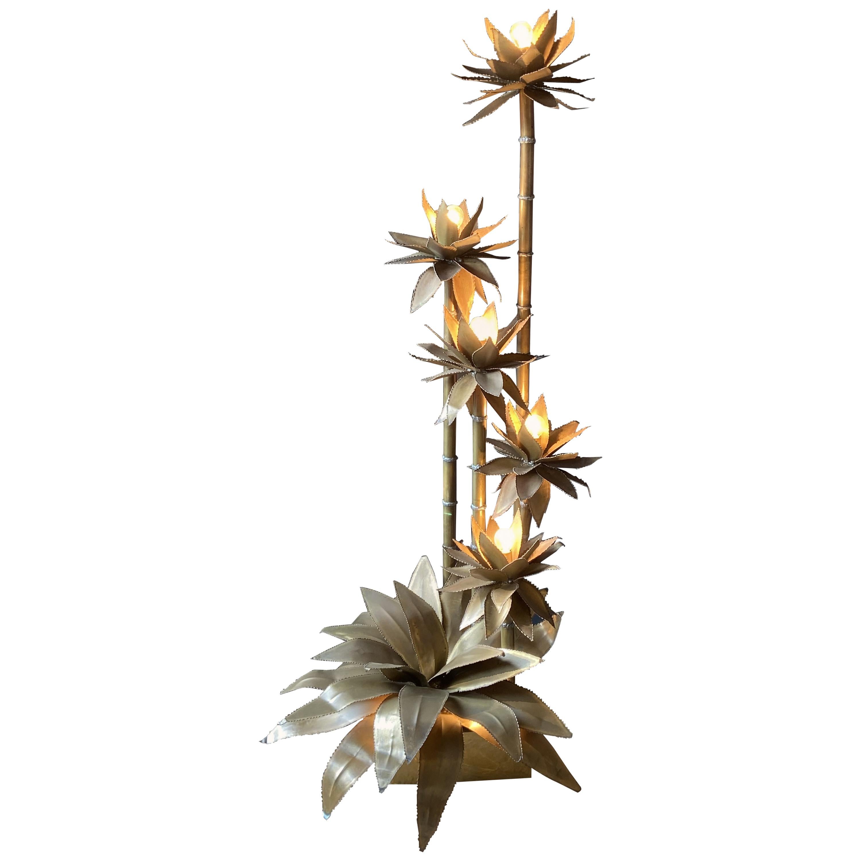 Brass 'Palm Tree' Floor Lamp in the Style of Maison Jensen