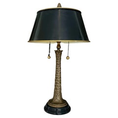 Brass Palm Tree Formed Bouillotte Tole Table Lamp