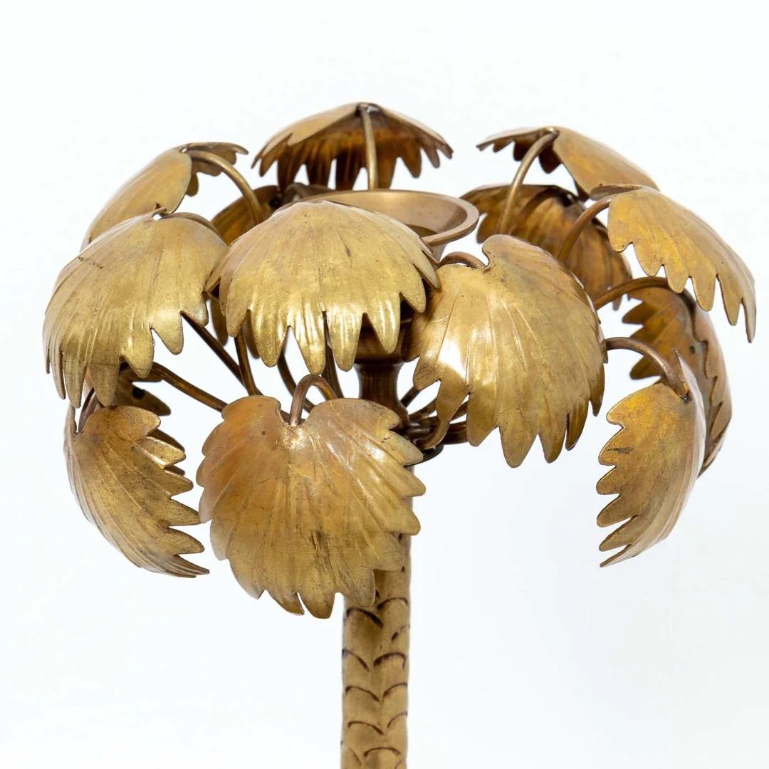 Hollywood Regency Brass Palm Tree In Urn Candle Stick Holder For Sale