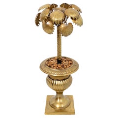 Brass Palm Tree In Urn Candle Stick Holder