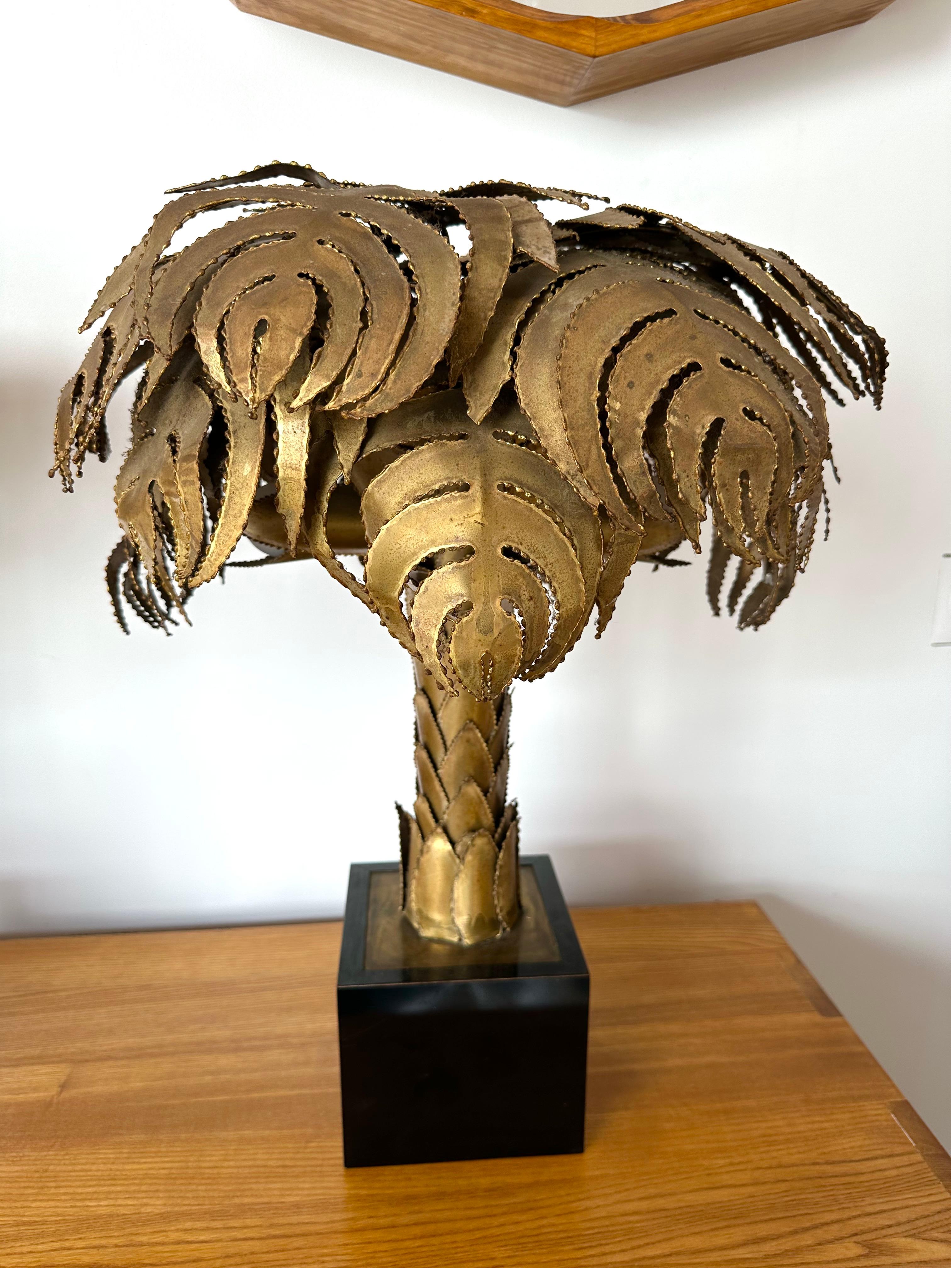 Pair of Brass Palm Tree Lamps, Maison Jansen, France, 1970s For Sale 6