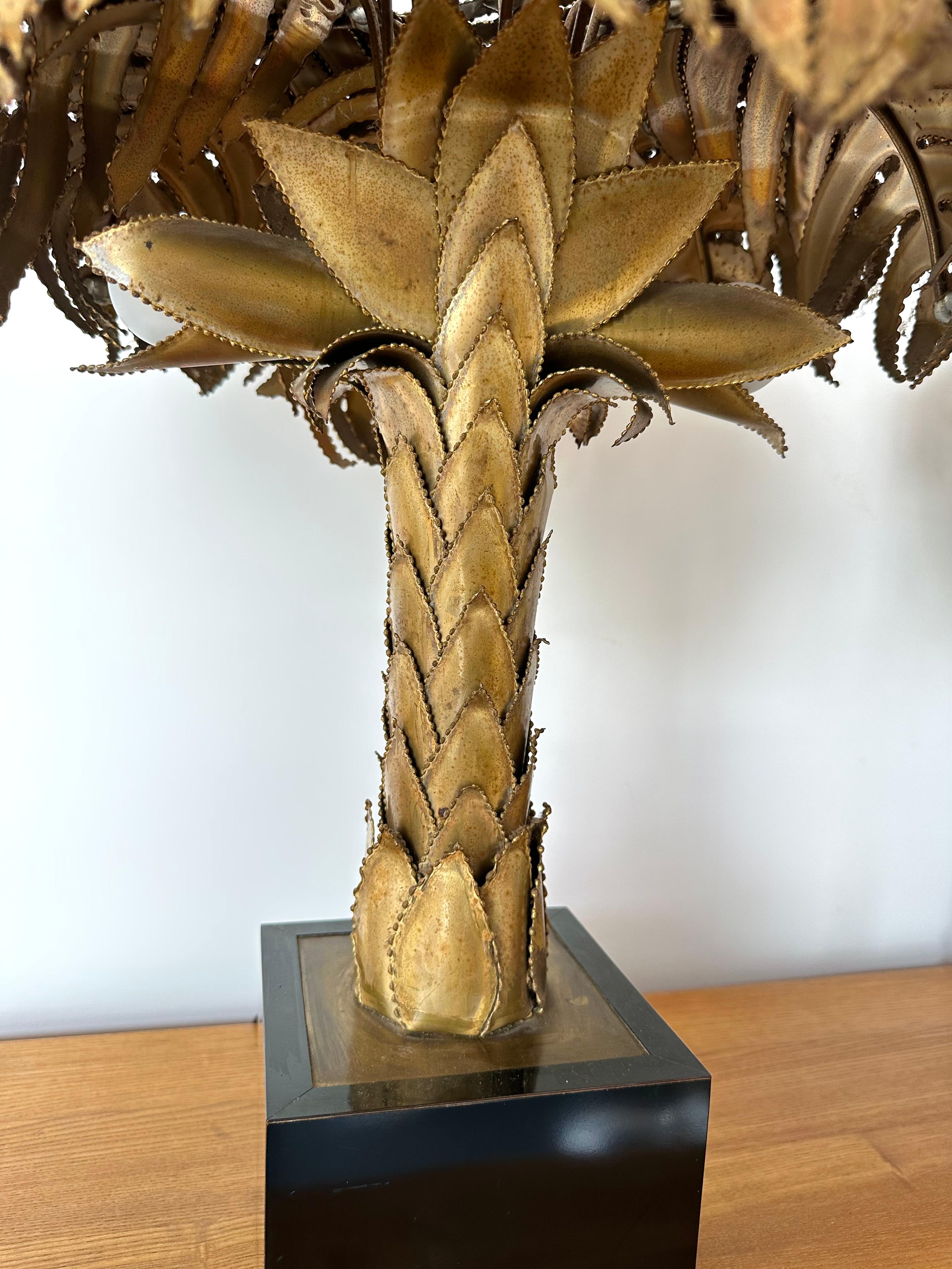 Pair of Brass Palm Tree Lamps by Maison Jansen, France, 1970s For Sale 8