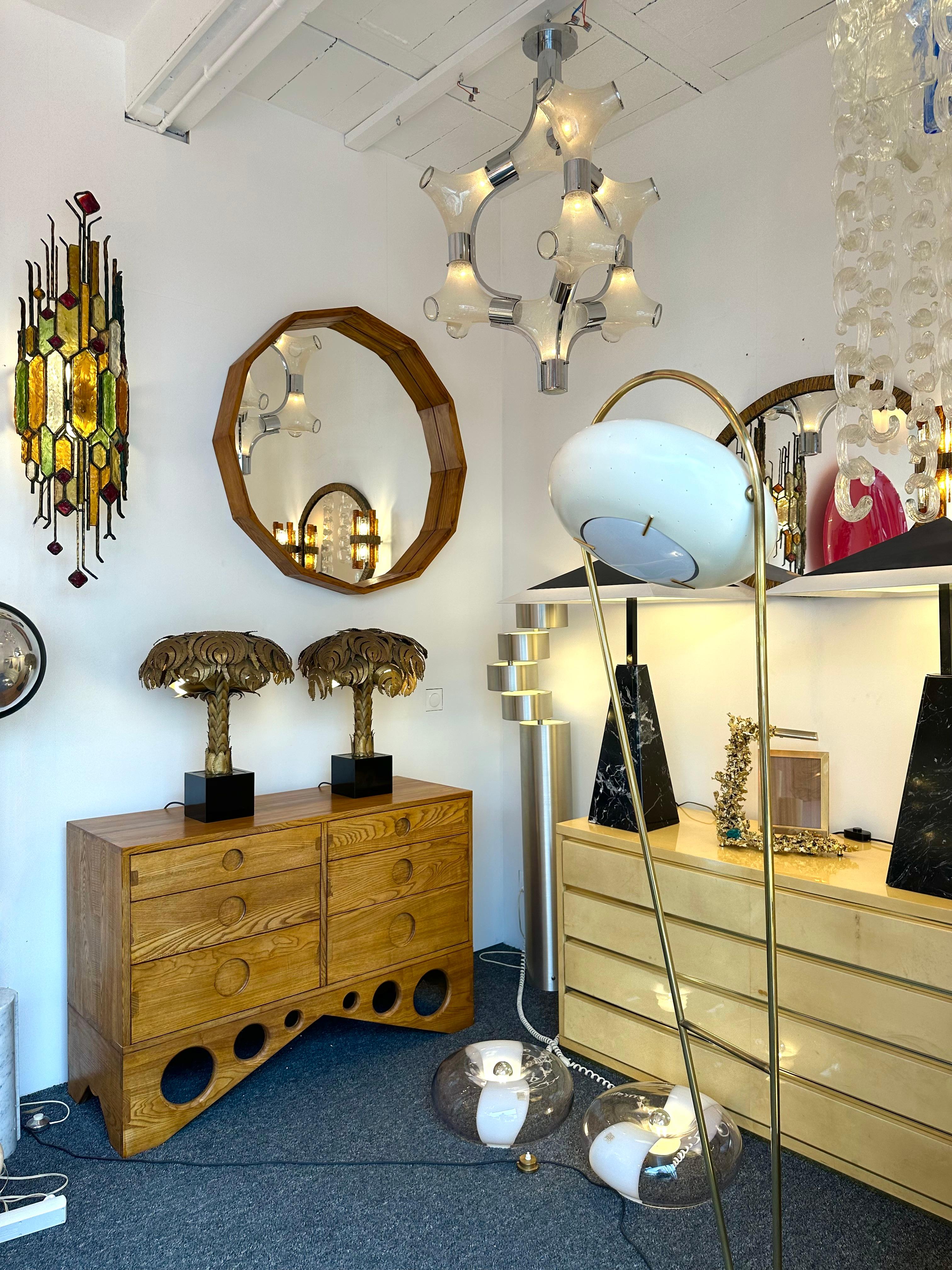 Pair of Brass Palm Tree Lamps, Maison Jansen, France, 1970s For Sale 9