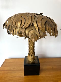 Pair of Brass Palm Tree Lamps, Maison Jansen, France, 1970s