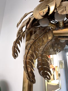 Brass Palm Tree Lightning Mirror by Maison Jansen, France, 1970s