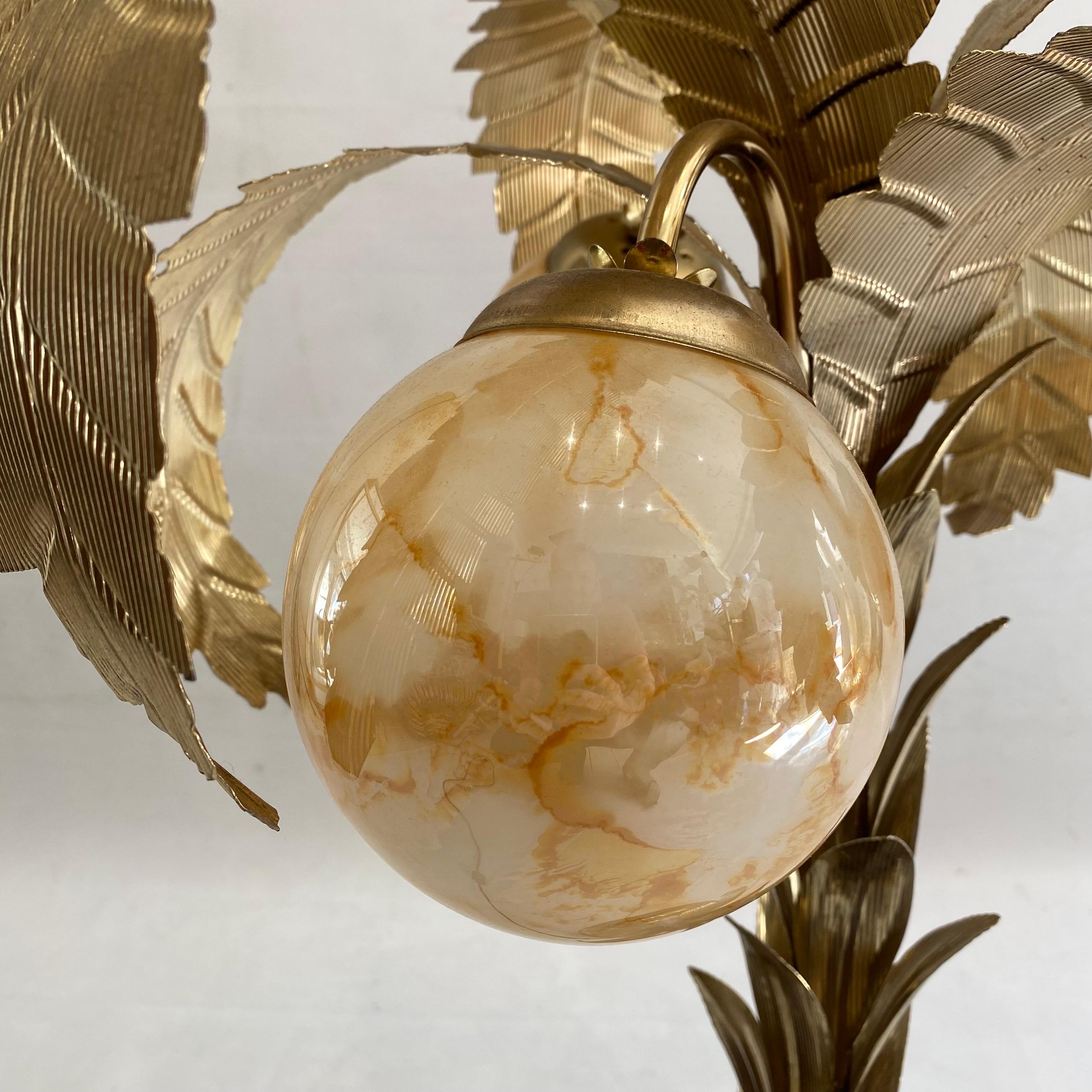 Brass Palm Tree Table Lamp Hollywood Regency 1970s Art Deco #1 Maison Jansen  For Sale 3