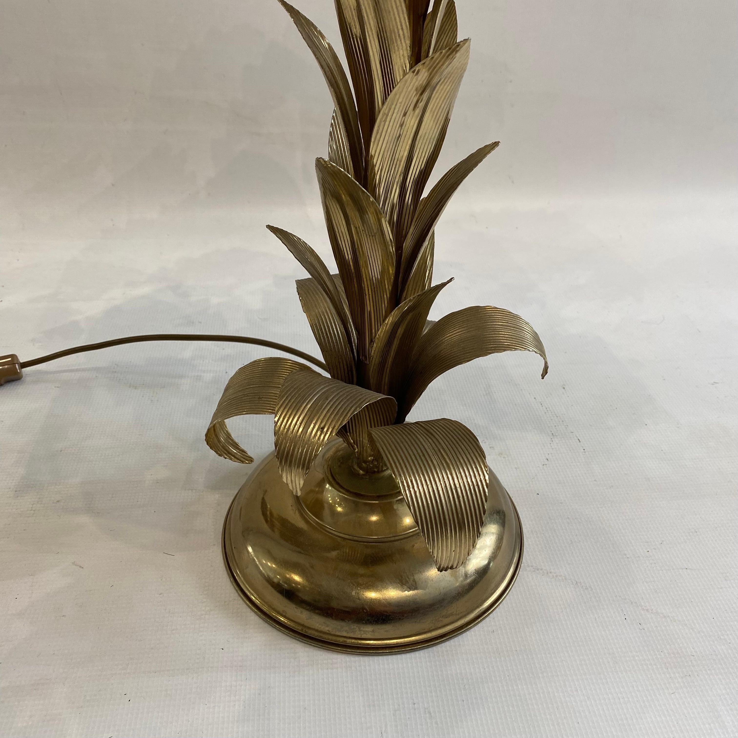 Brass Palm Tree Table Lamp Hollywood Regency 1970s Art Deco #1 Maison Jansen  For Sale 6