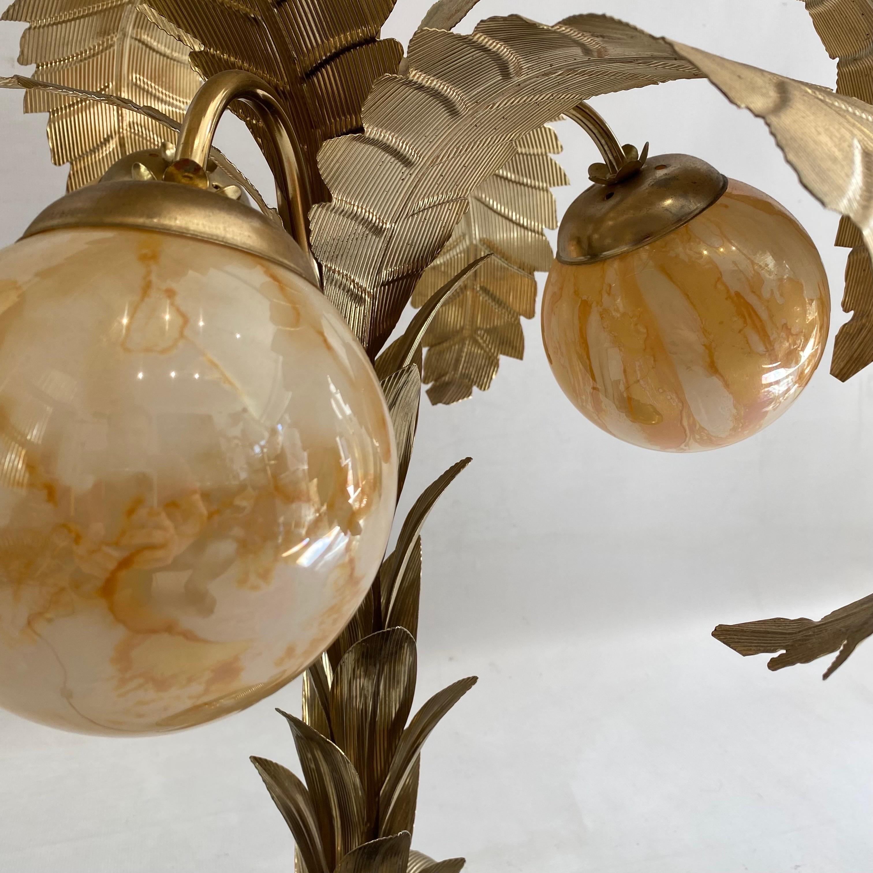 Brass Palm Tree Table Lamp Hollywood Regency 1970s Art Deco #1 Maison Jansen  3
