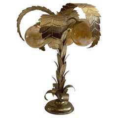 Brass Palm Tree Table Lamp Hollywood Regency 1970s Art Deco #1 Maison Jansen