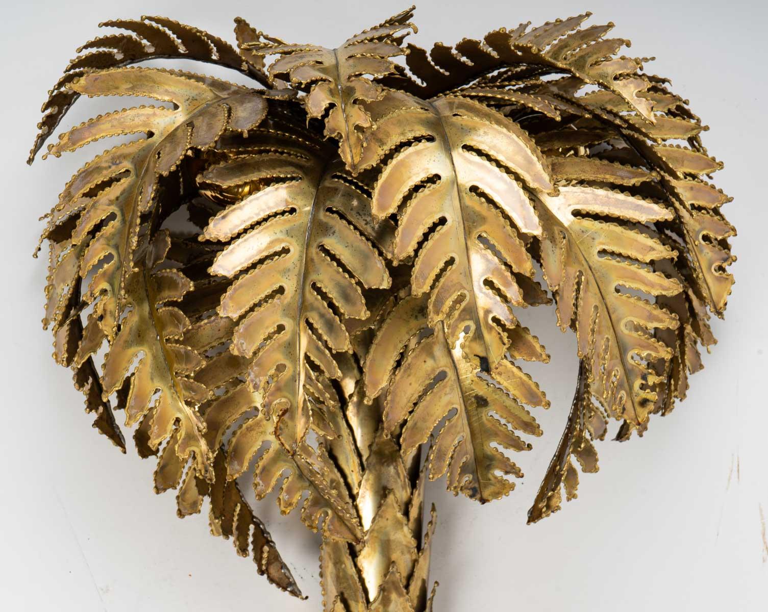 Brass Palm Tree Wall Lamp In Good Condition In Saint-Ouen, FR