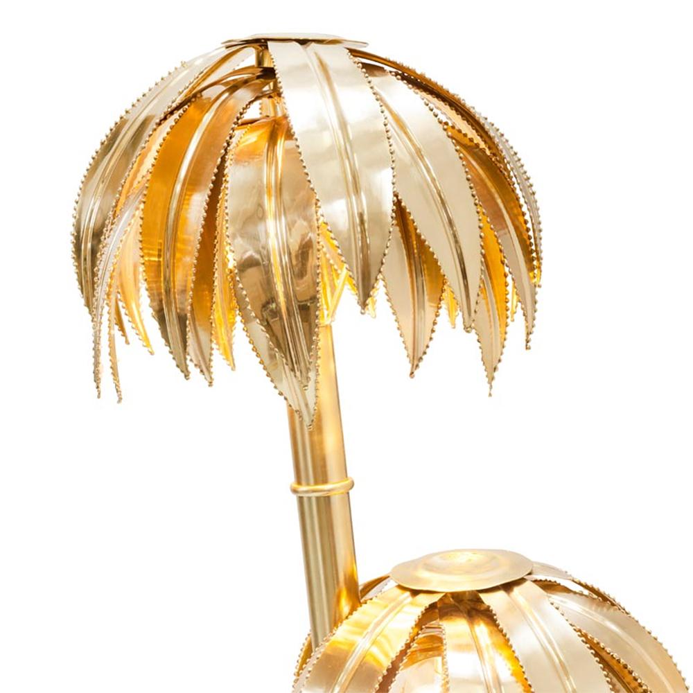 Polished Brass Palms Floor Lamp For Sale