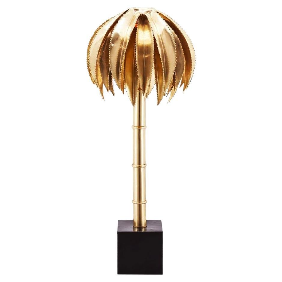 Brass Palms High Table Lamp For Sale