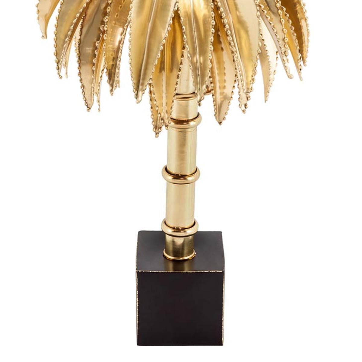 Italian Brass Palms Table Lamp For Sale