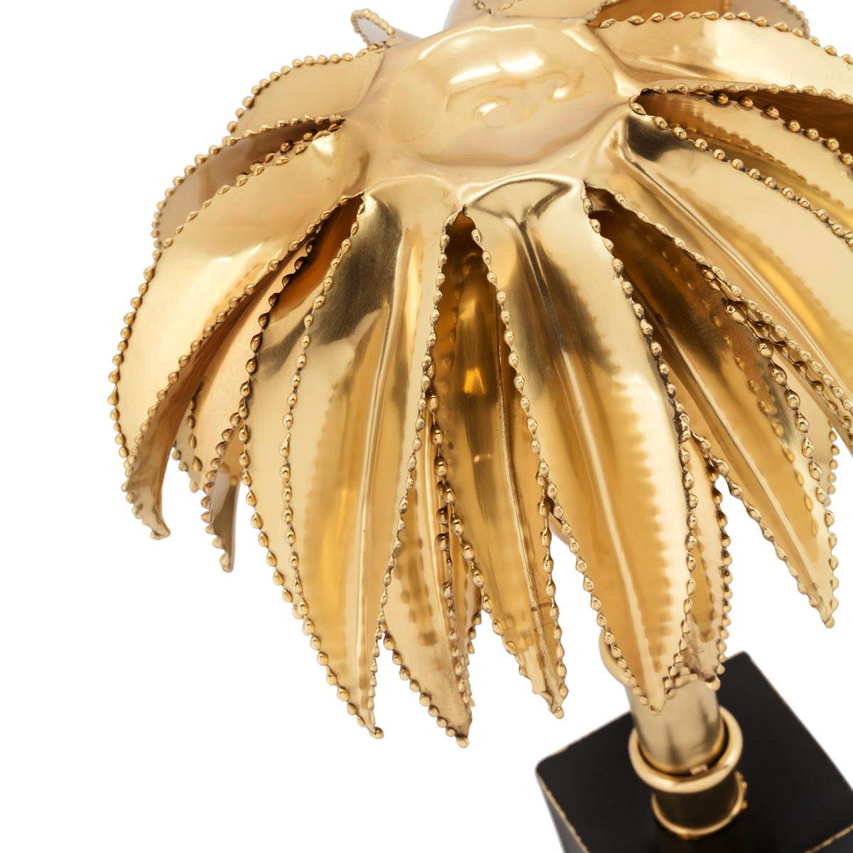 Hand-Crafted Brass Palms Table Lamp For Sale