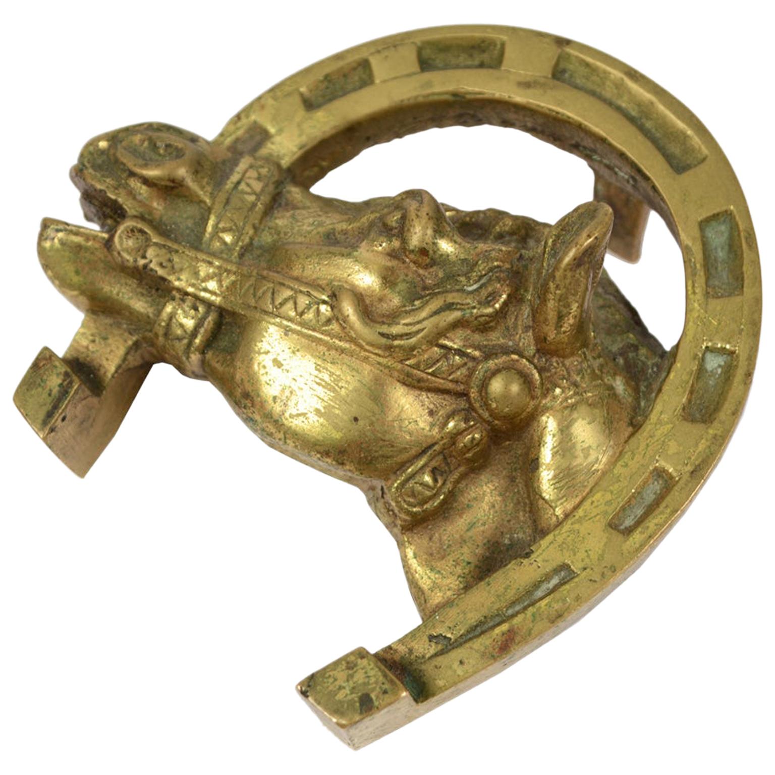 Antique Brass Paperweight Depicting a Horse's Head, 1930s