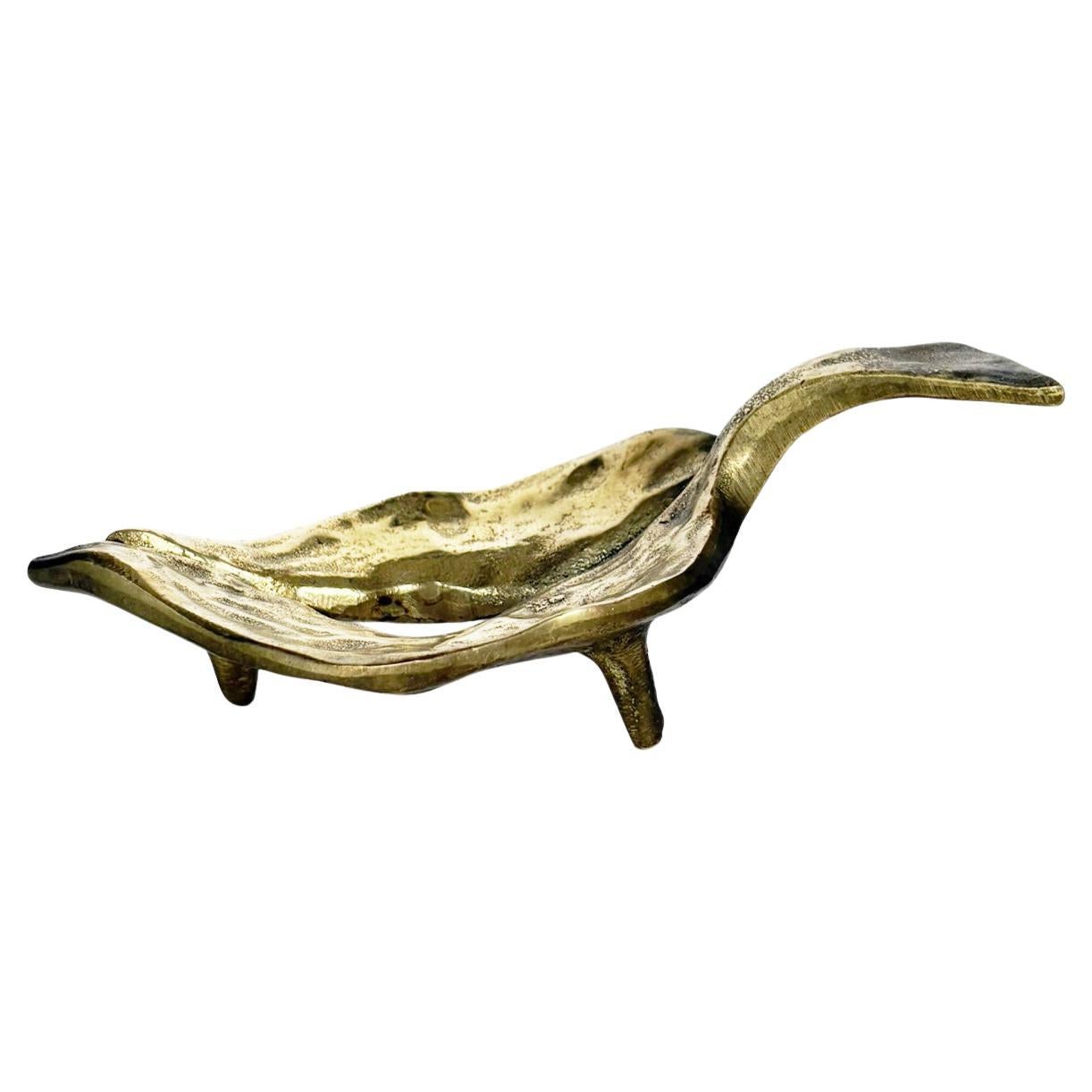 Brass paperweight in the shape of a leaf, France, 1970