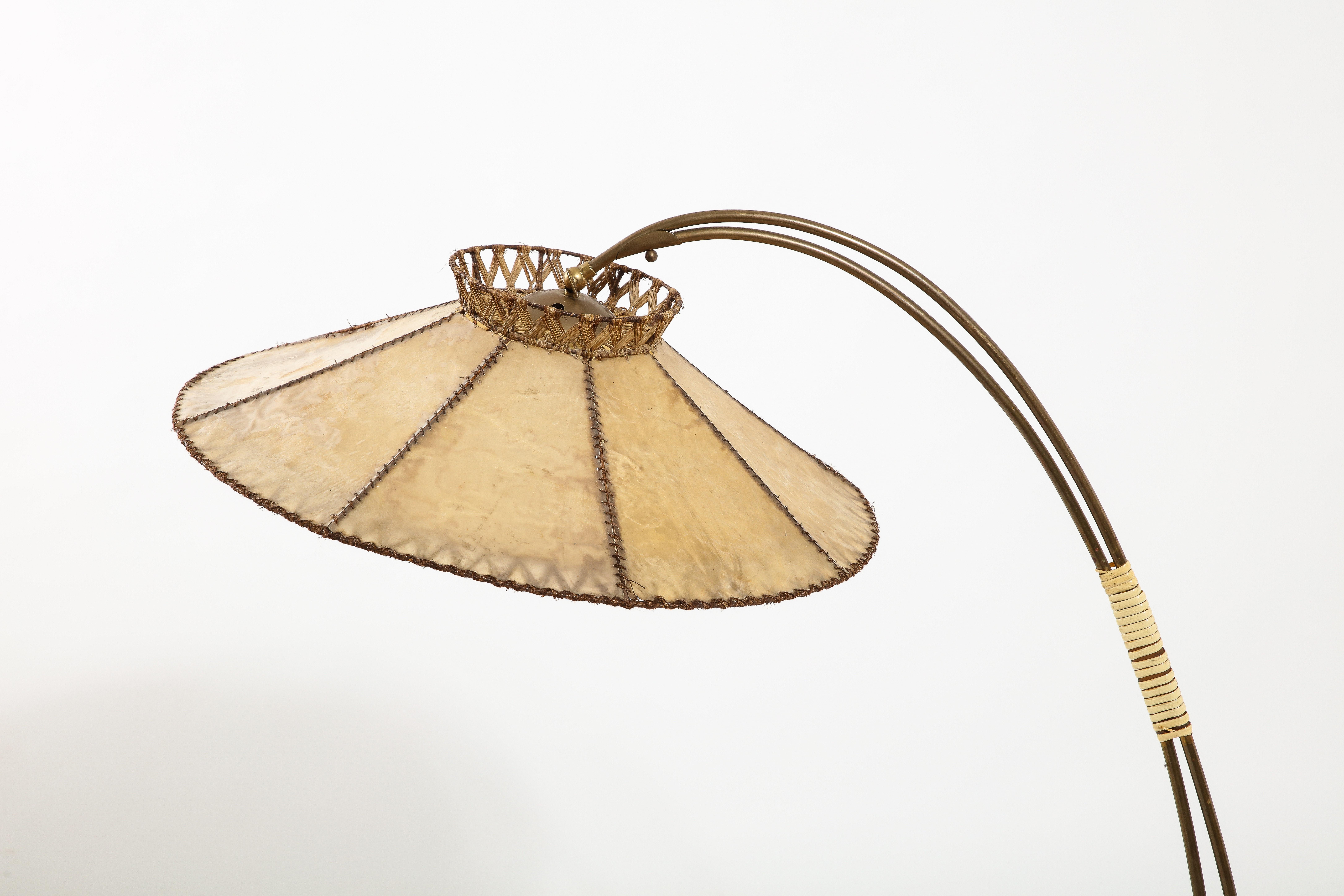 Brass & Parchment Floor Lamp, Italy 1960s For Sale 7