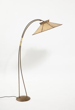 Brass & Parchment Floor Lamp, Italy 1960s