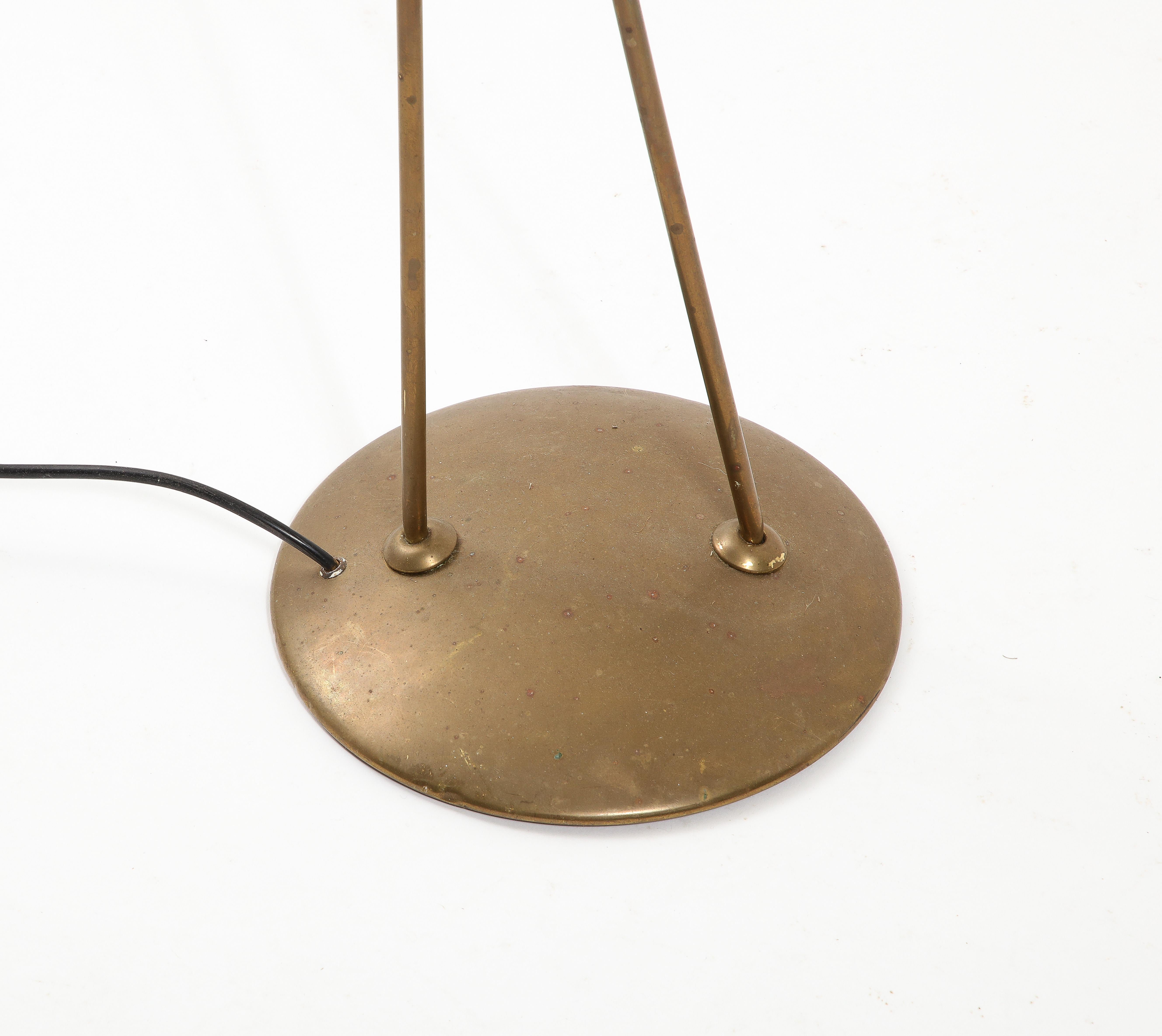 Italian Brass & Parchment Floor Lamp, Italy 1960s For Sale