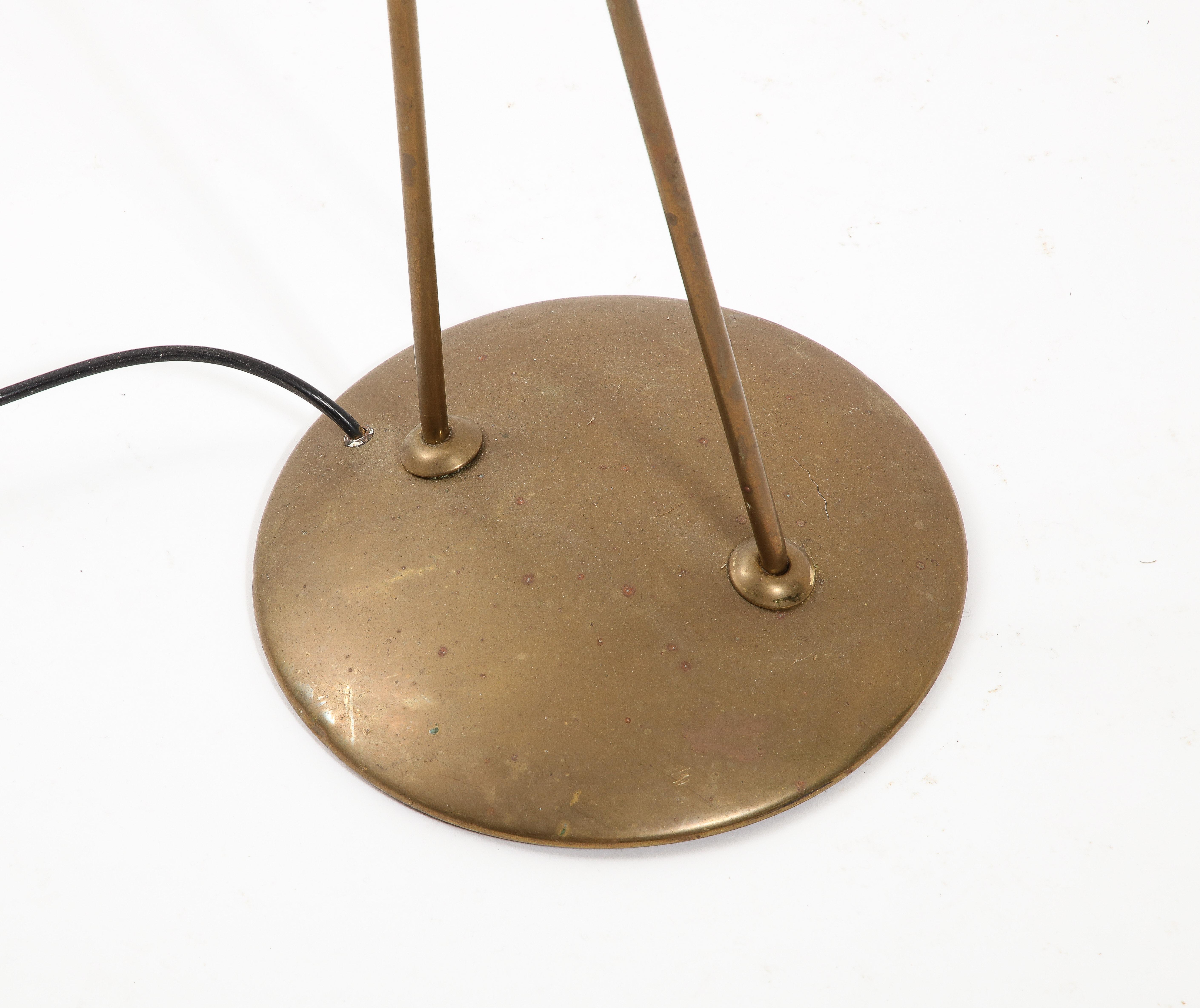 Brass & Parchment Floor Lamp, Italy 1960s For Sale 1