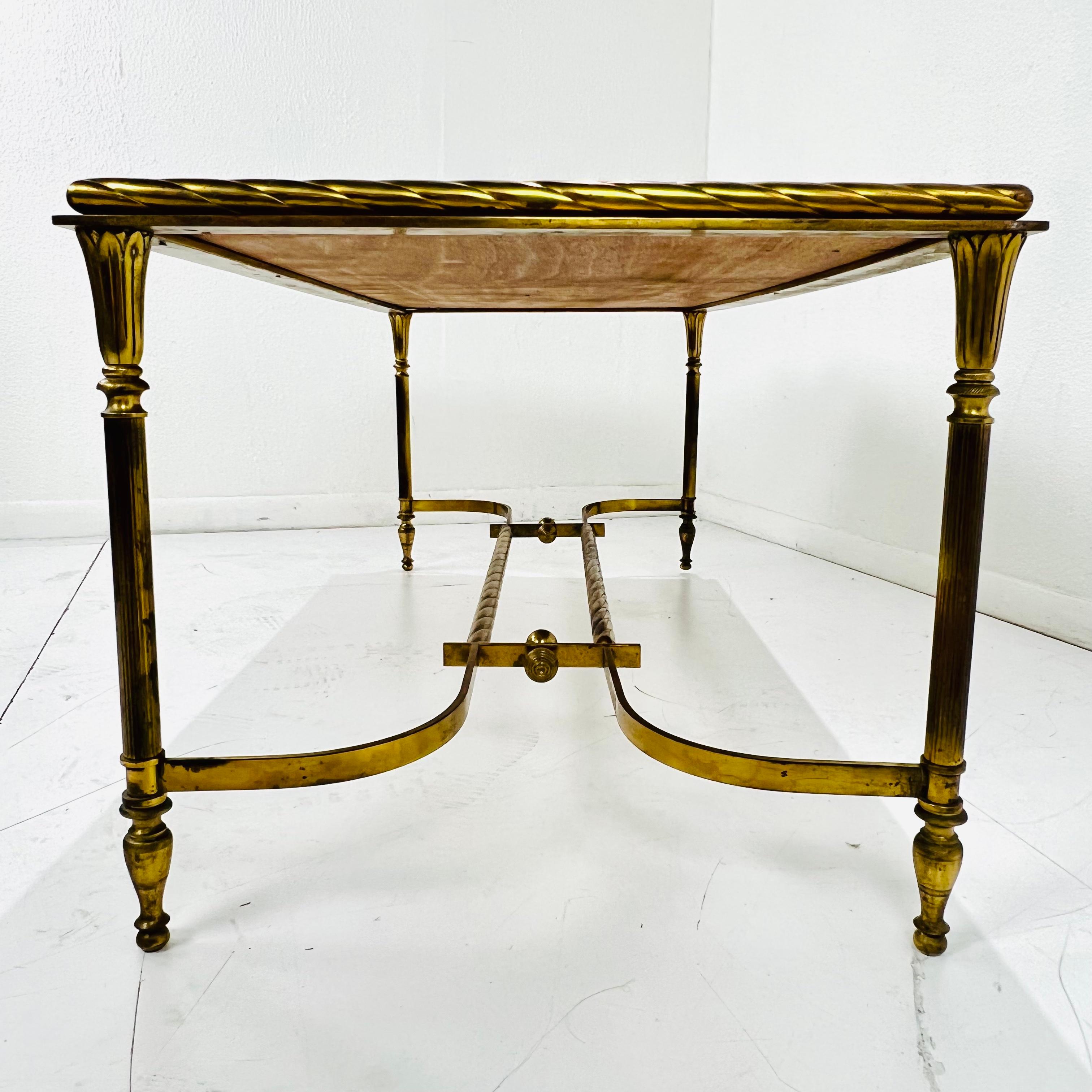 Brass Parchment Top Cocktail Table For Sale 3