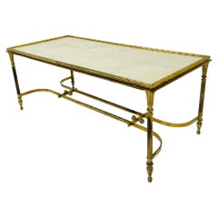 Used Brass Parchment Top Cocktail Table