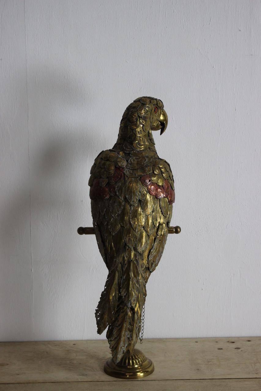 A very unusual and of great quality, circa 1970s South American brass parrot attributed to the Mexican sculptor Sergio Bustamante.