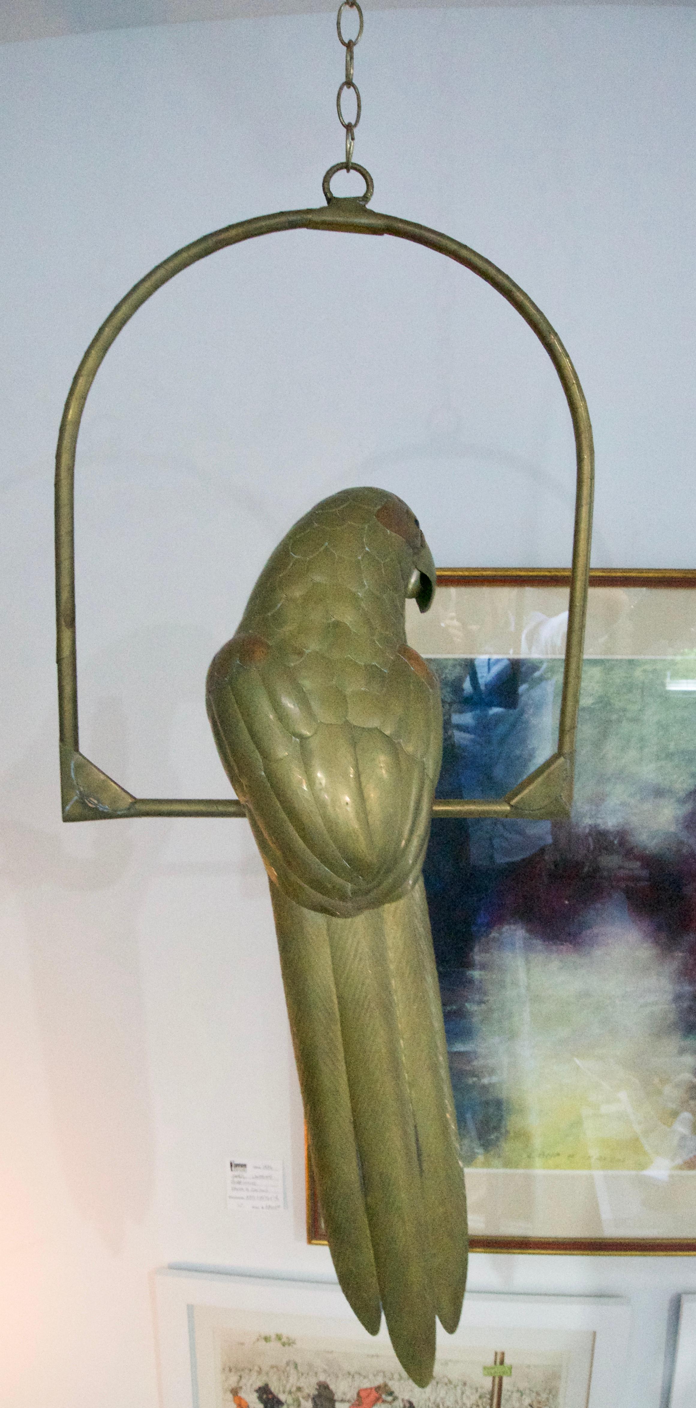 Mexican Brass Parrot Figure