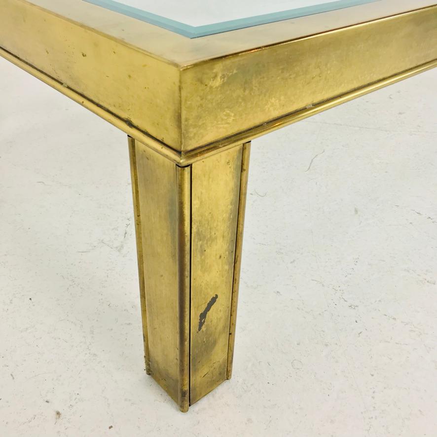 Brass Parsons Style Coffee / Cocktail Table by Mastercraft 7