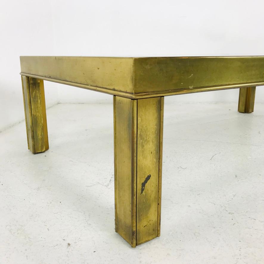 Mid-Century Modern Brass Parsons Style Coffee / Cocktail Table by Mastercraft