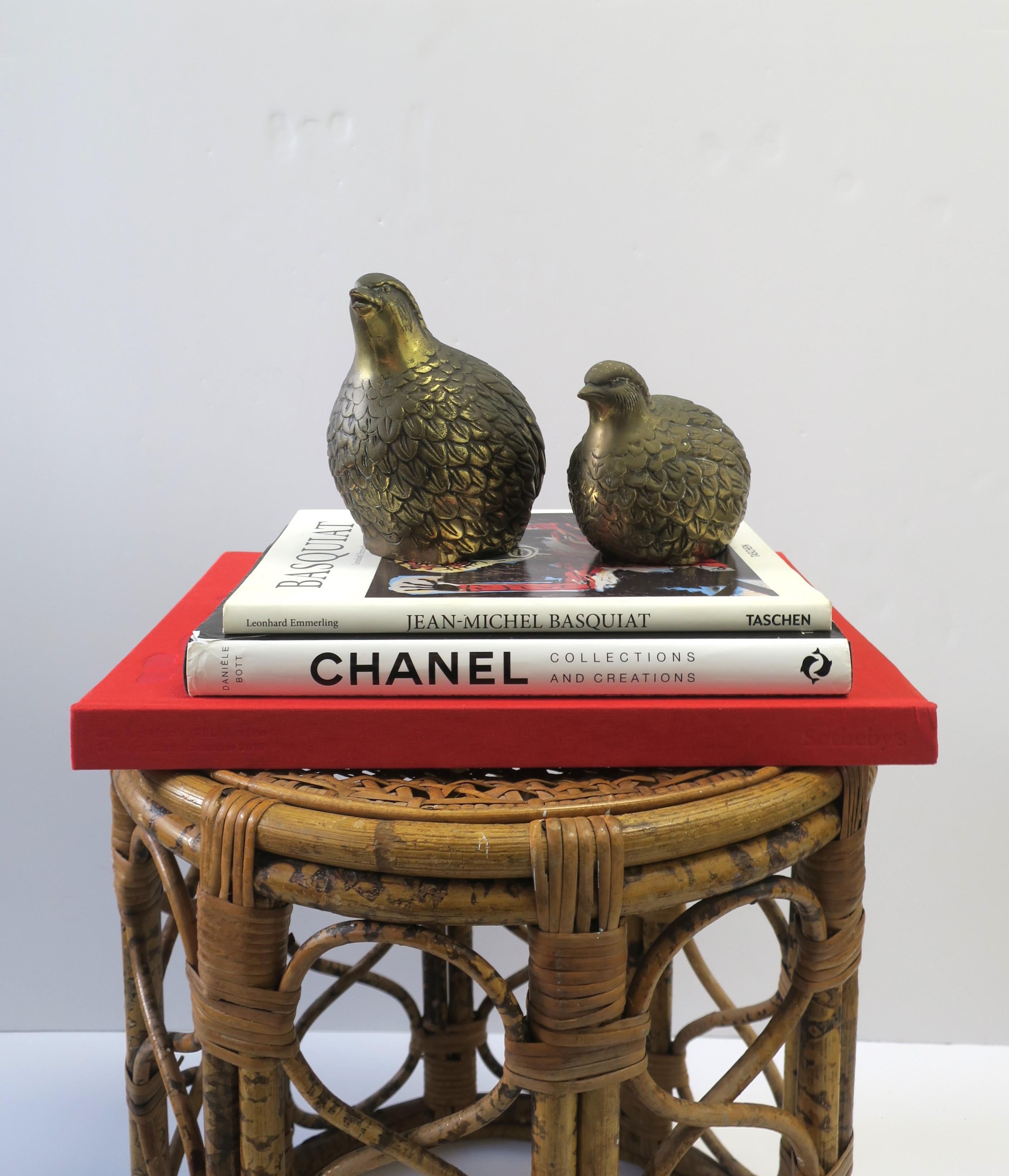 Plated Brass Partridge Birds Decorative Objects or Bookends, Set