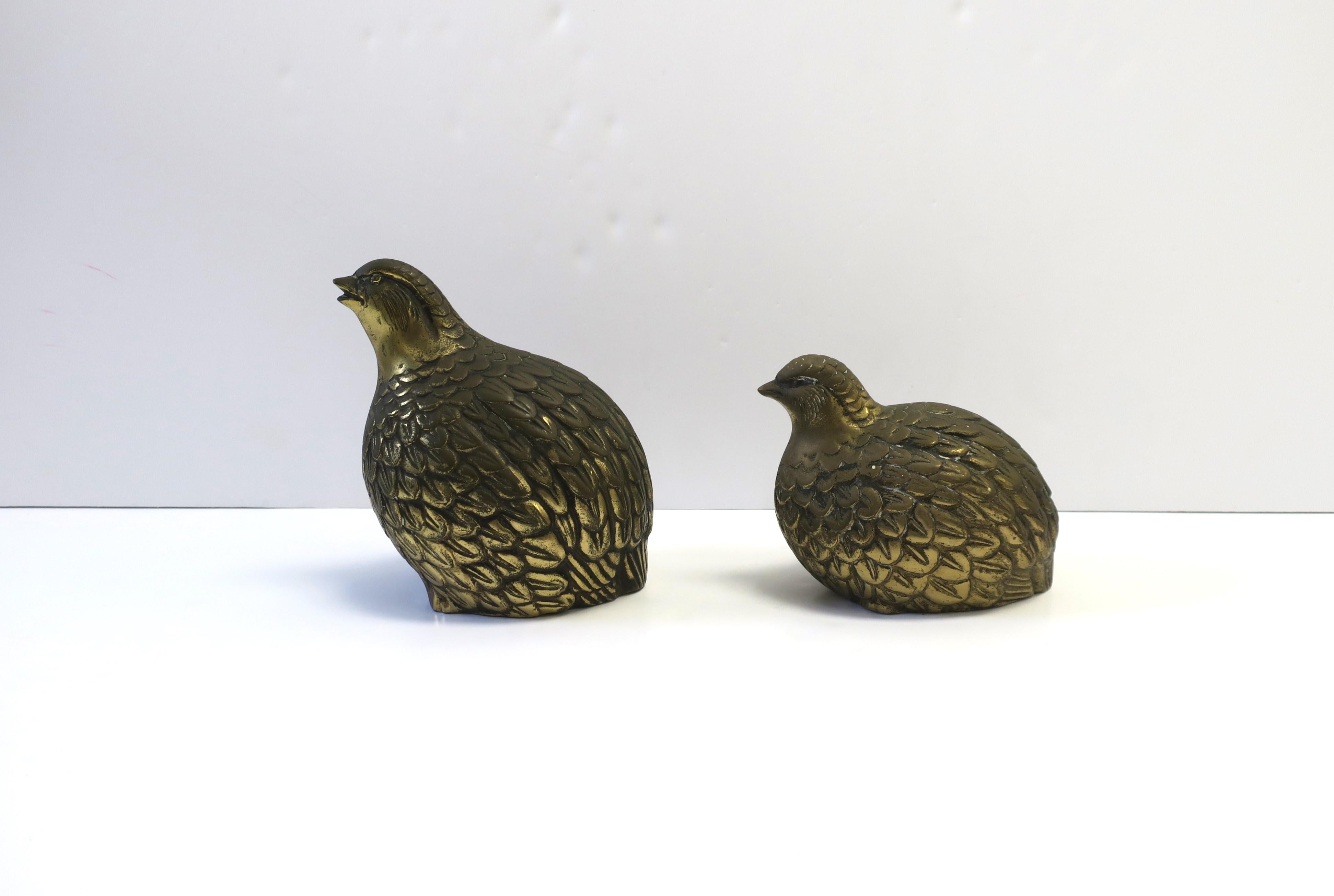 Brass Partridge Birds Decorative Objects or Bookends, Set In Good Condition In New York, NY