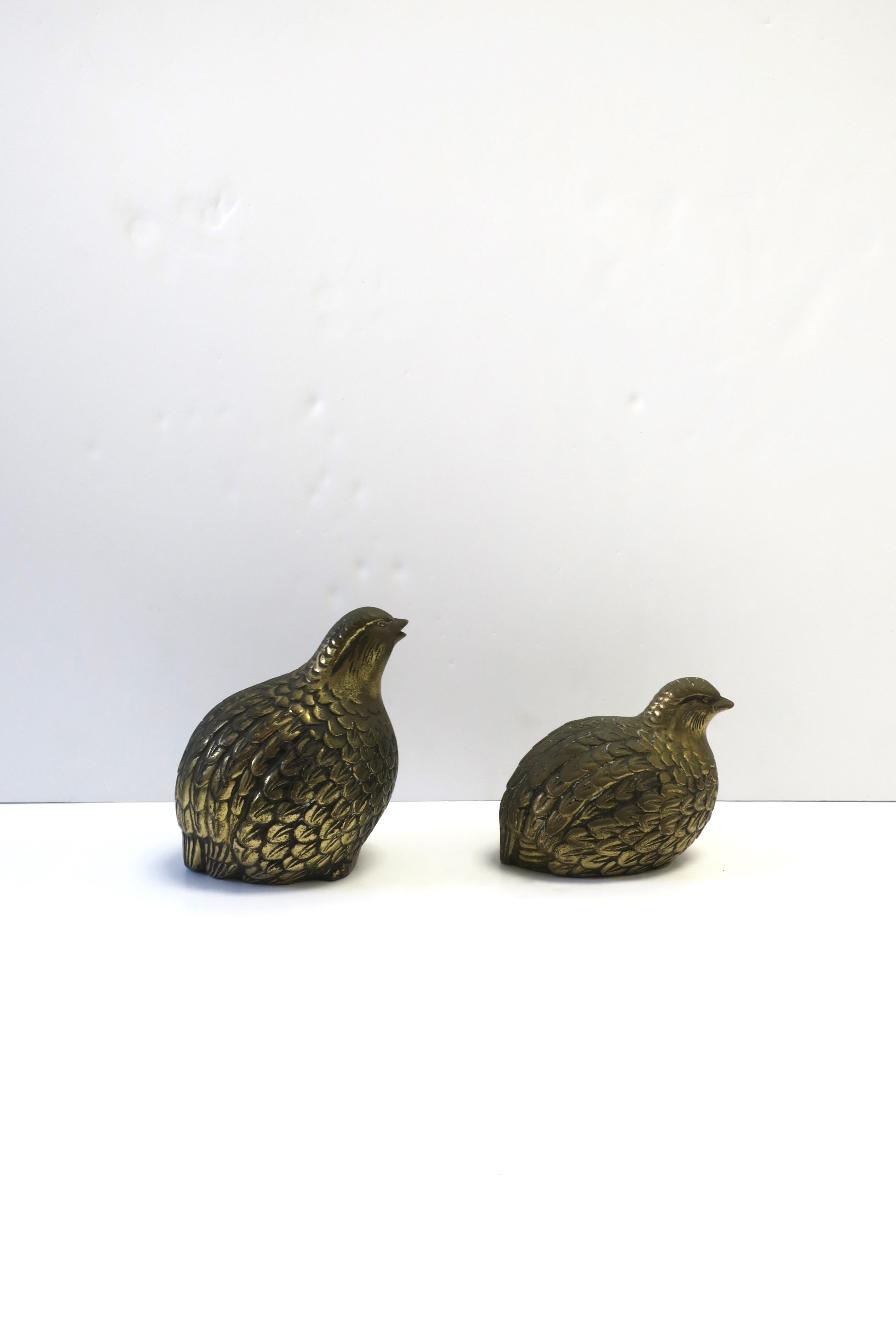Metal Brass Partridge Birds Decorative Objects or Bookends, Set